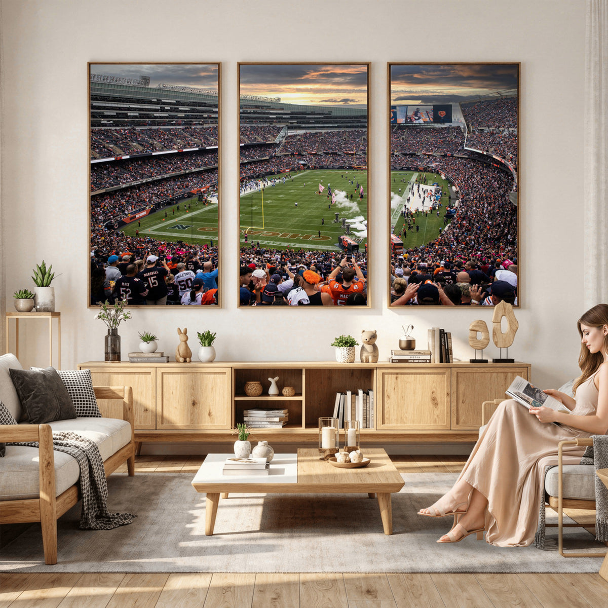 87578930-PAN-FL-20X10 - Chicago Bears Soldiers Field Wall Art Canvas Print, Home Bar Wall Decor