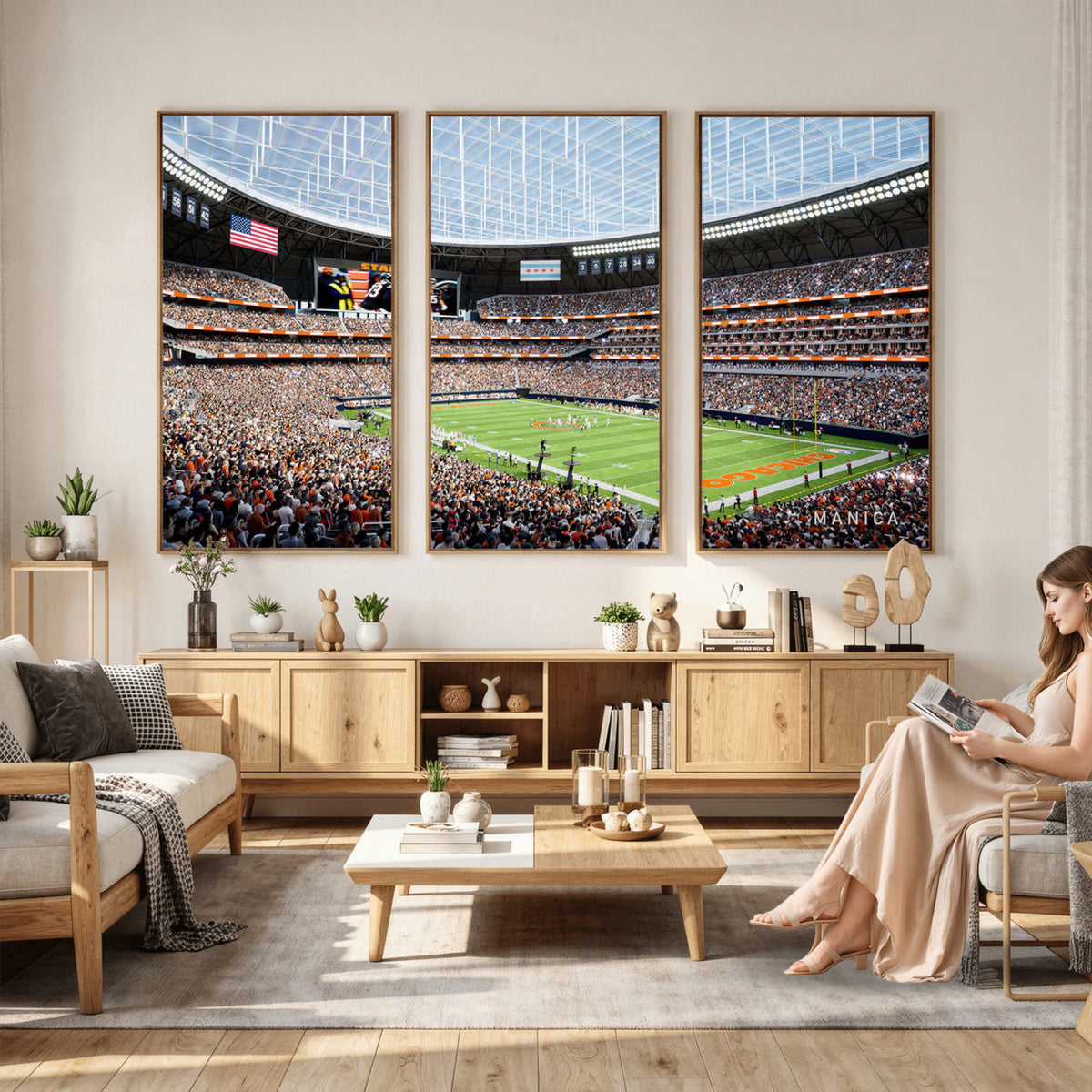 32530647-PAN-FL-20X10 - Chicago Bears Soldiers Field Wall Art Canvas Print, Framed and Ready to Hang