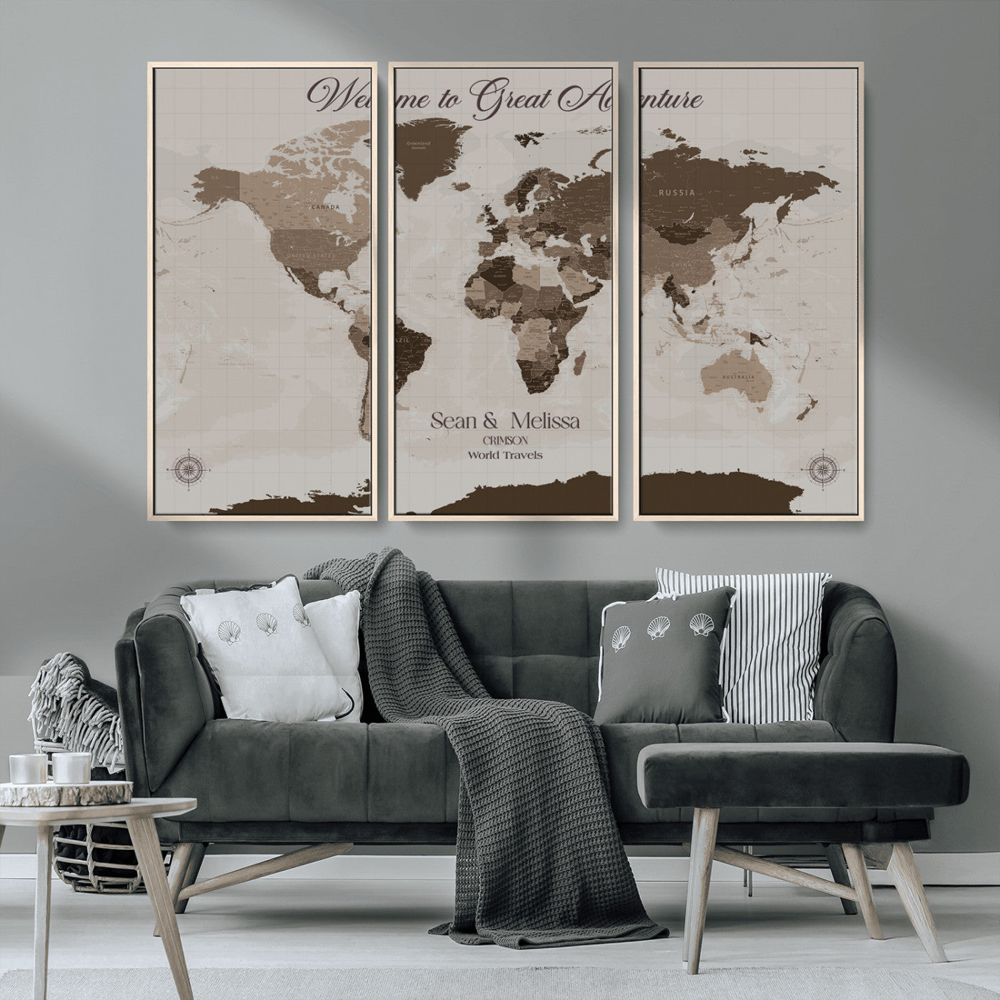 49871705-MGV-CV-36X24-Custom Push Pin World Map Wall Canvas Print – Personalized Travel Tracker with Pins – Framed Large Multi-Size Canvas for Home Office Decor