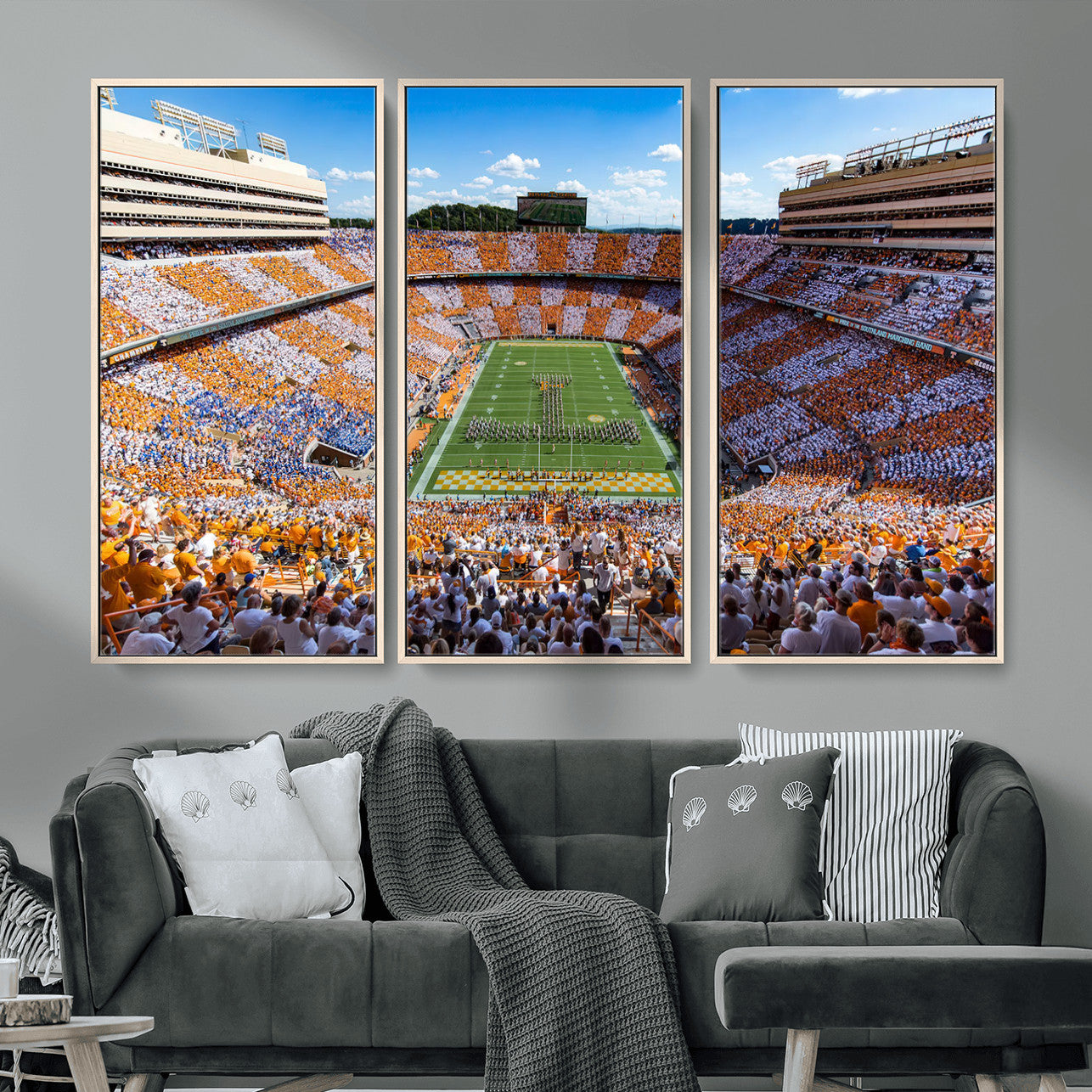 77097951-MGV-FC-48X32-3P - Tennessee Neyland Stadium Wall Art, Sports Arena Canvas Print, Panoramic Stadium Canvas Artwork for Home, Office