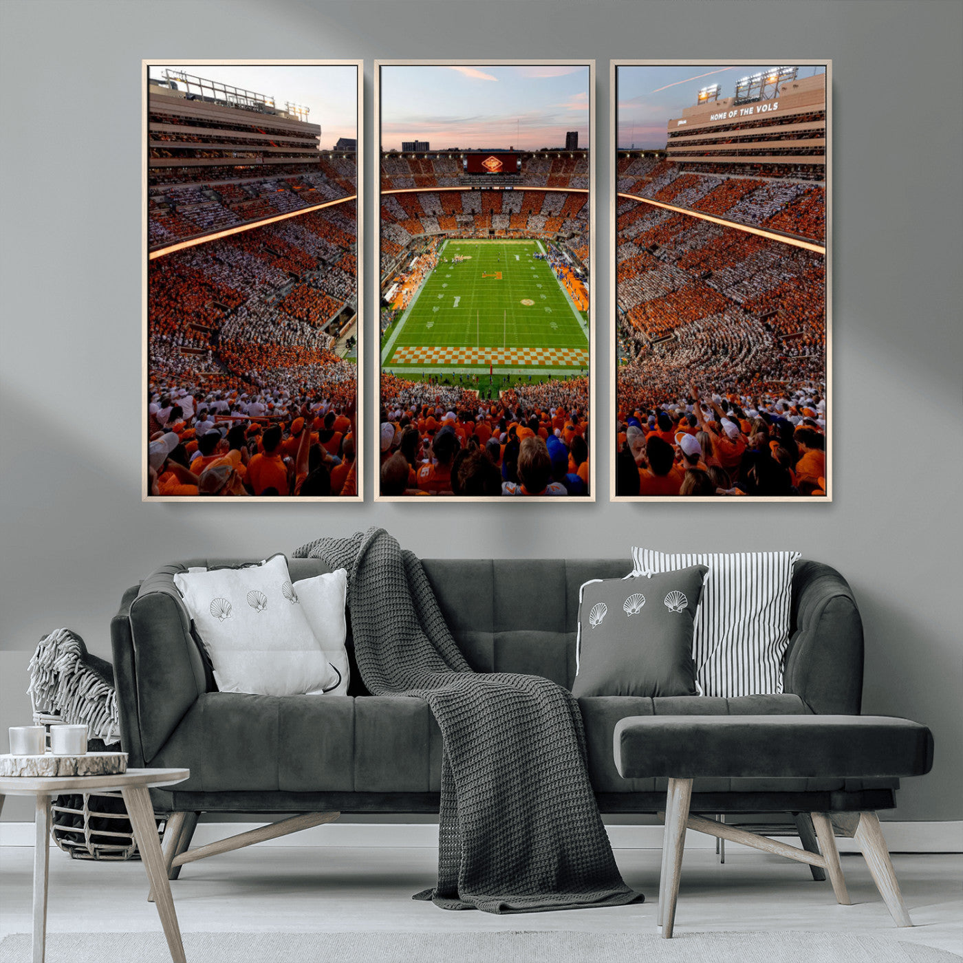 37160229-MGV-CV-48X32-3P-Tennessee Neyland Stadium Wall Art Print, Sports Arena Canvas Wall Art, Panoramic Stadium Canvas Print, Modern Athletic Field Art Printing