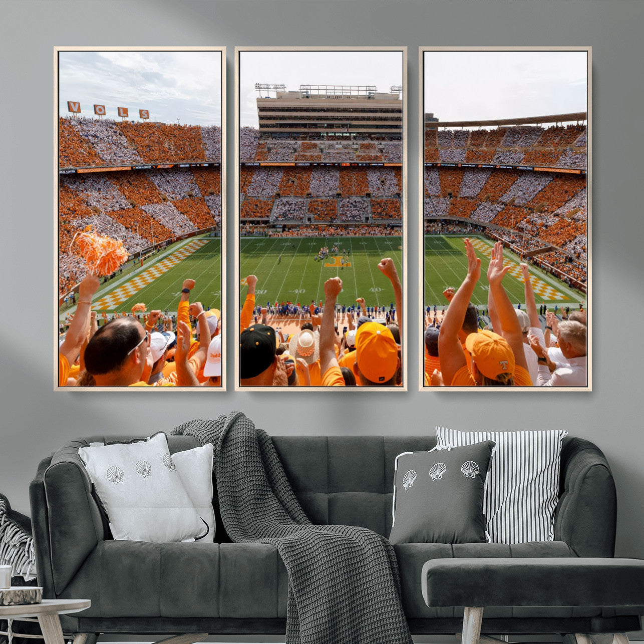 76011417-MGV-FC-48X32-3P - Tennessee Neyland Stadium Wall Art, Sports Arena Canvas Print, Panoramic Stadium Artwork for Home, Office