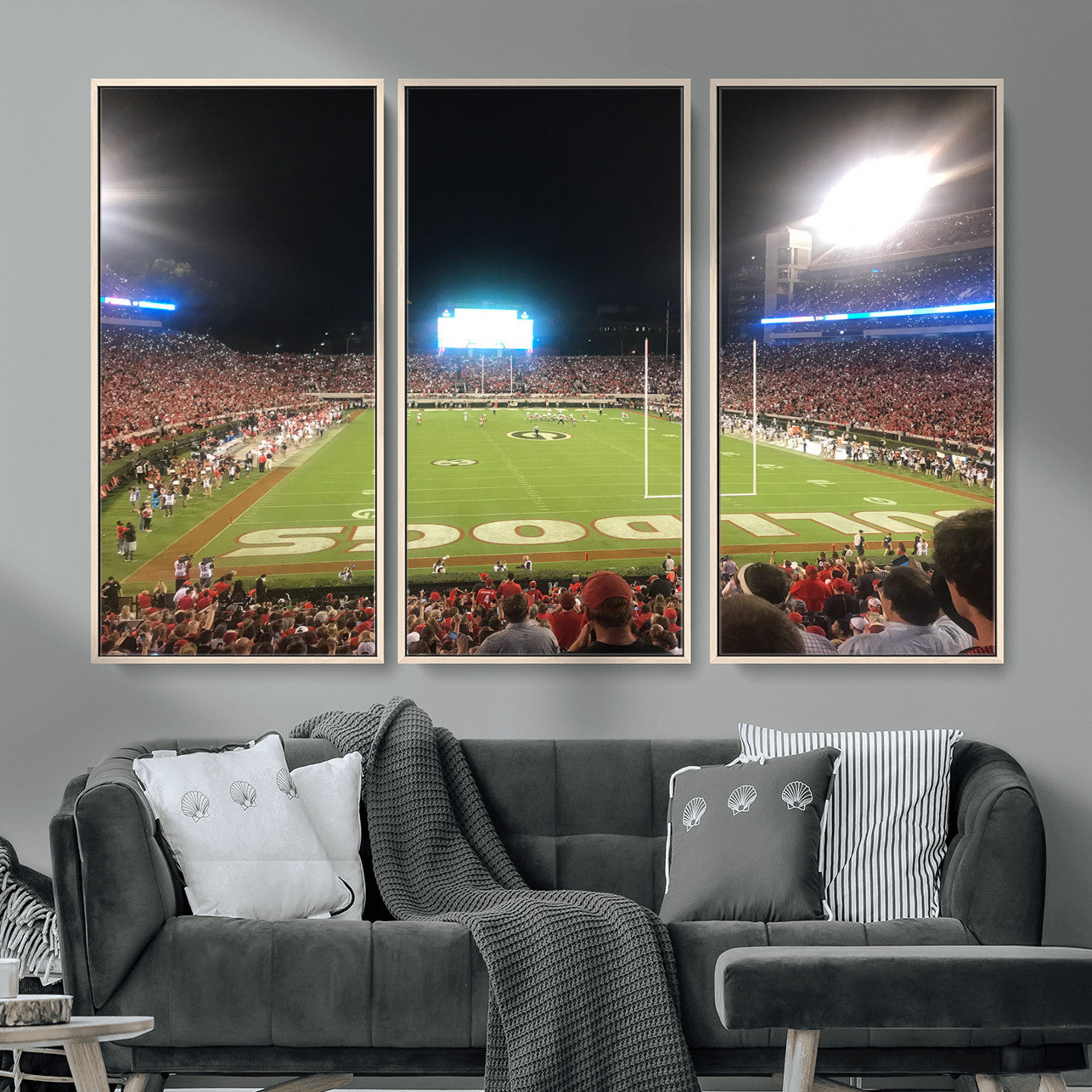 16230786-MGV-FC-48X32-3P - Dooley Stadium Wall Art, Sports Arena Panoramic Canvas Print, Modern Stadium Landscape Artwork for Home, Office