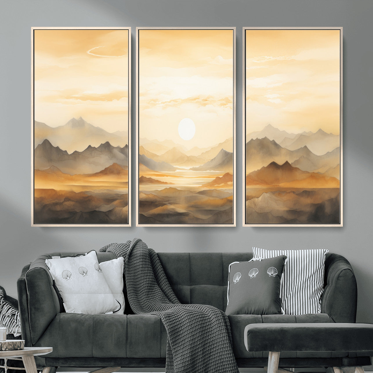 Nihat1-29-MGV-CV-36X24-Sepia Color Abstract Mountain Wall Art Canvas Print