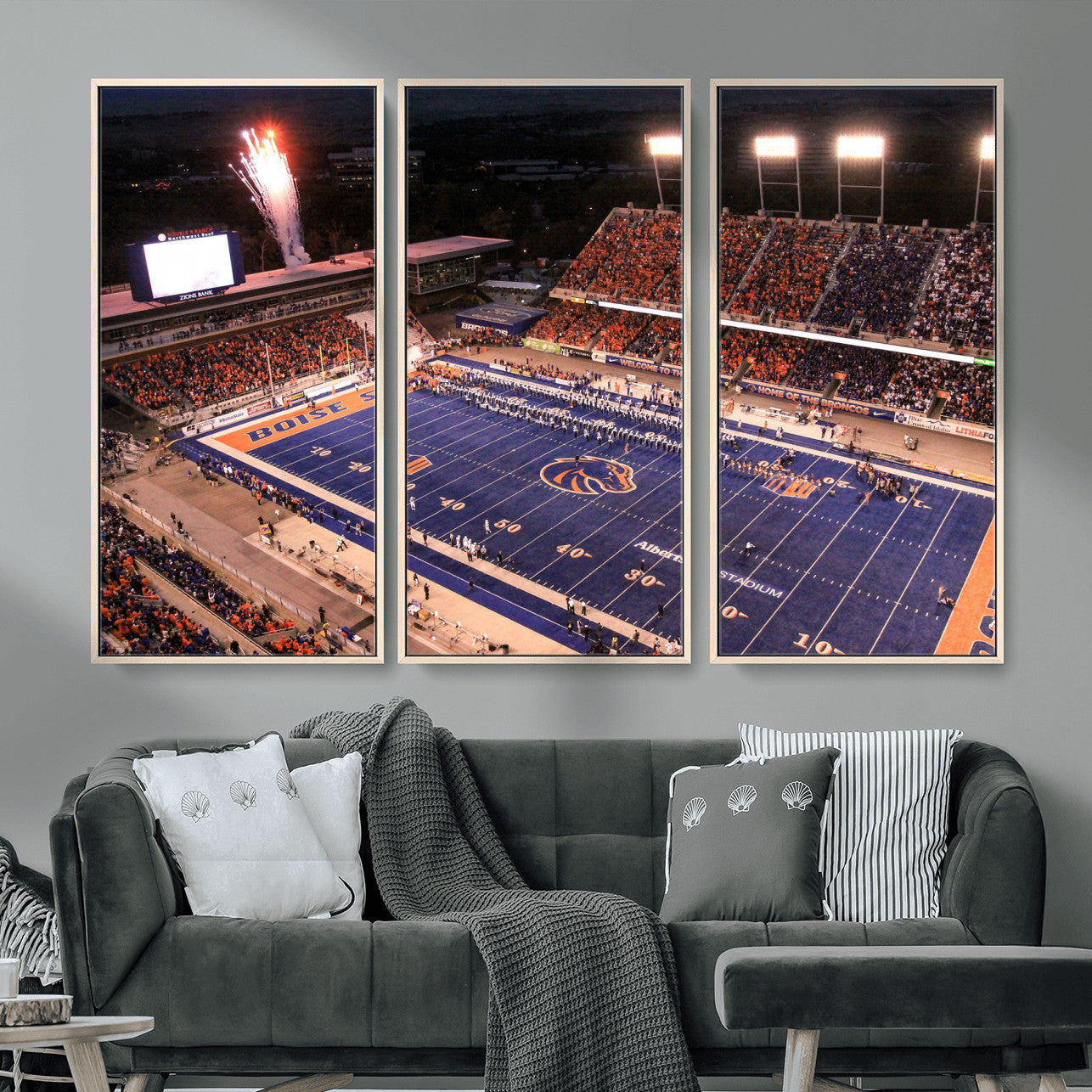 BS1001S-MGV-FC-48X32-3P - Boise State Broncos Albertsons Stadium Wall Art Canvas Print