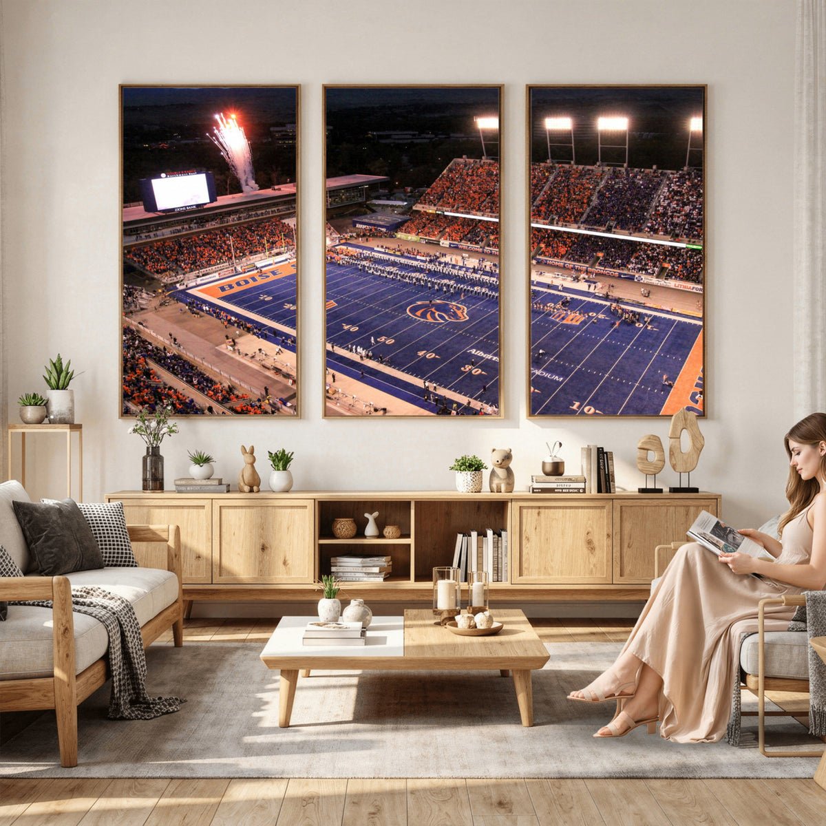 BS1001S-MGV-CV-36X24 - Boise State Broncos Albertsons Stadium Wall Art Canvas Print