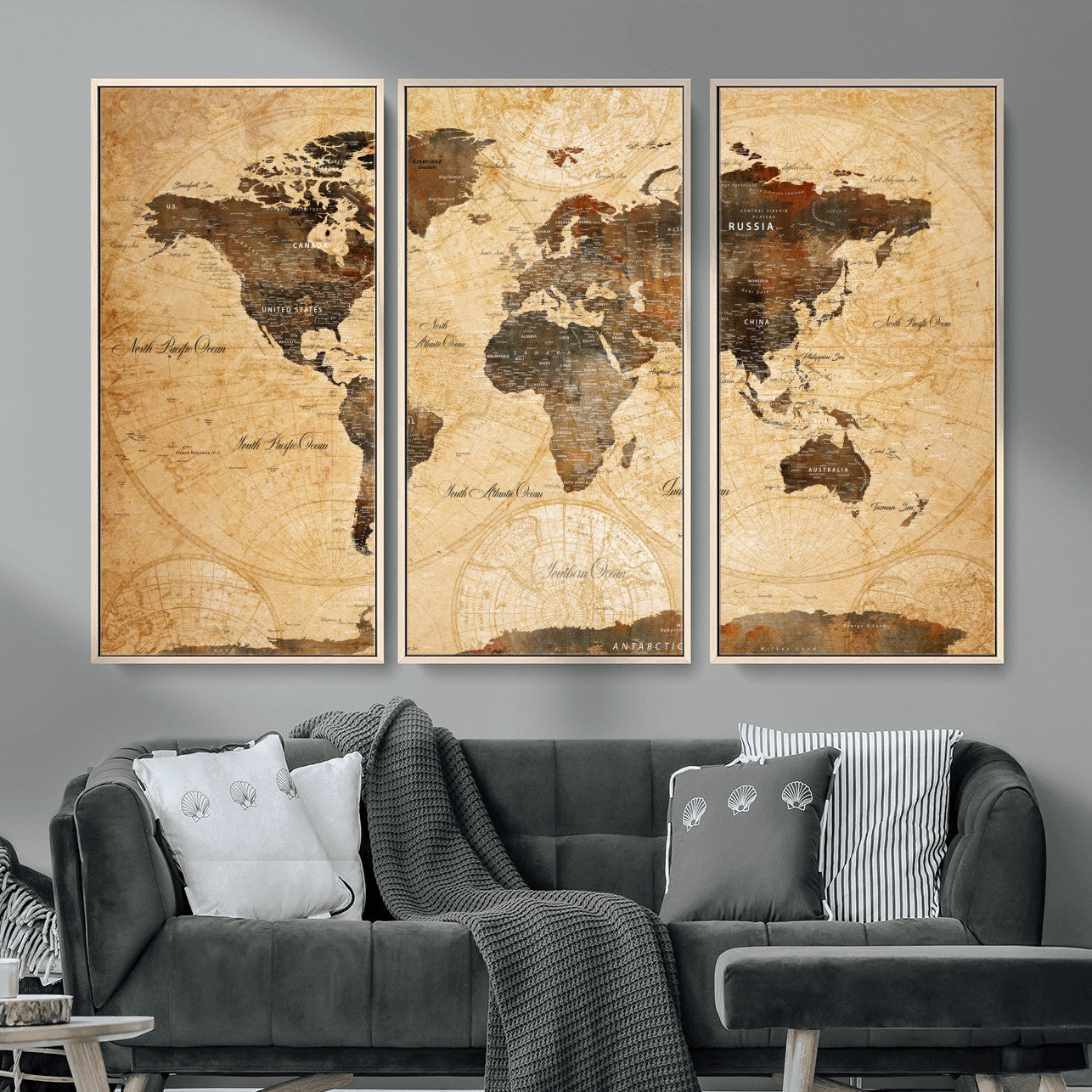 14542905-MGV-FC-48X32-3P - Push Pin World Map Canvas Print – Travel Tracker Wall Art for Couples, Perfect Anniversary Gift for Home or Office Decor