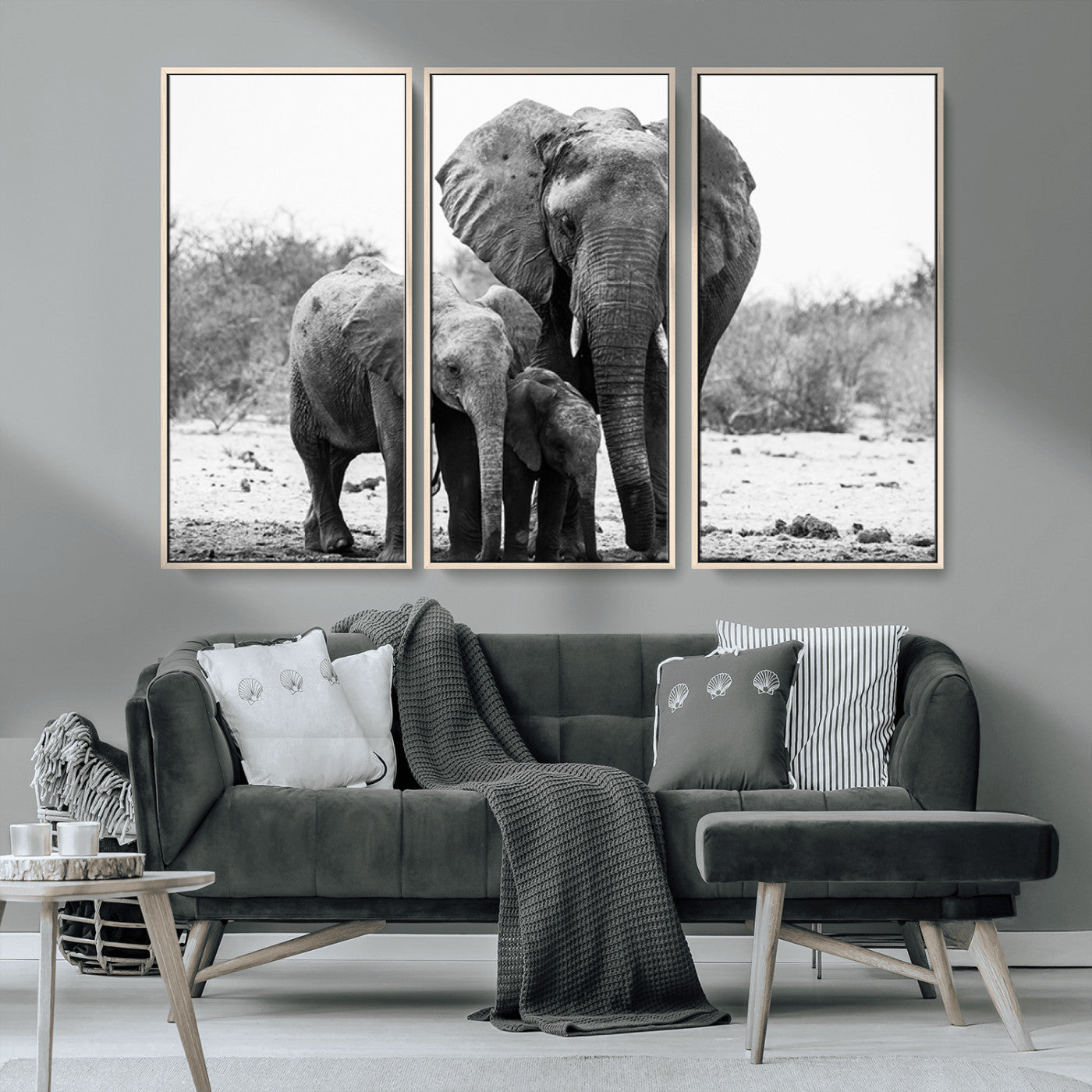 MGV-FC-48X32-3P - Elephant Family Africa Wall Art Canvas Print