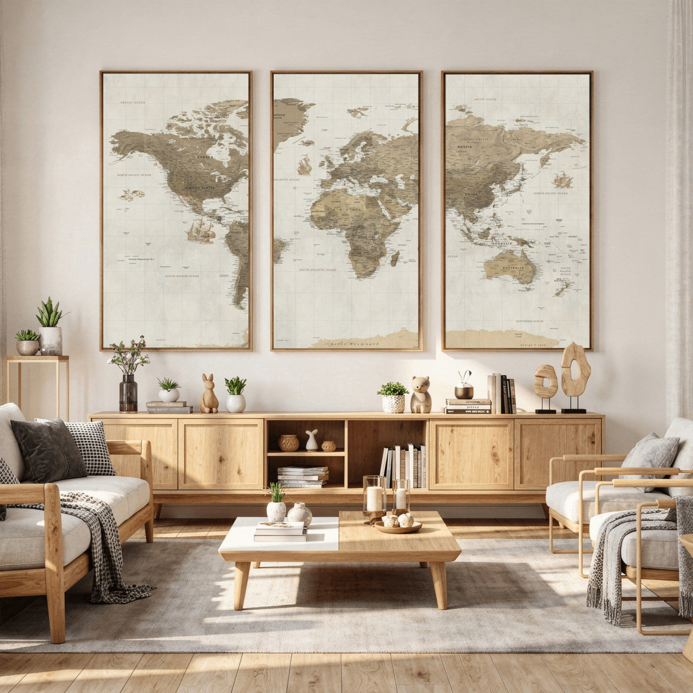 28283260-MGV-CV-36X24 - World Map Wall Art Canvas Print, Modern Decorative Framed Map Artwork Prints for Living Room, Office, Bedroom Wall Decor