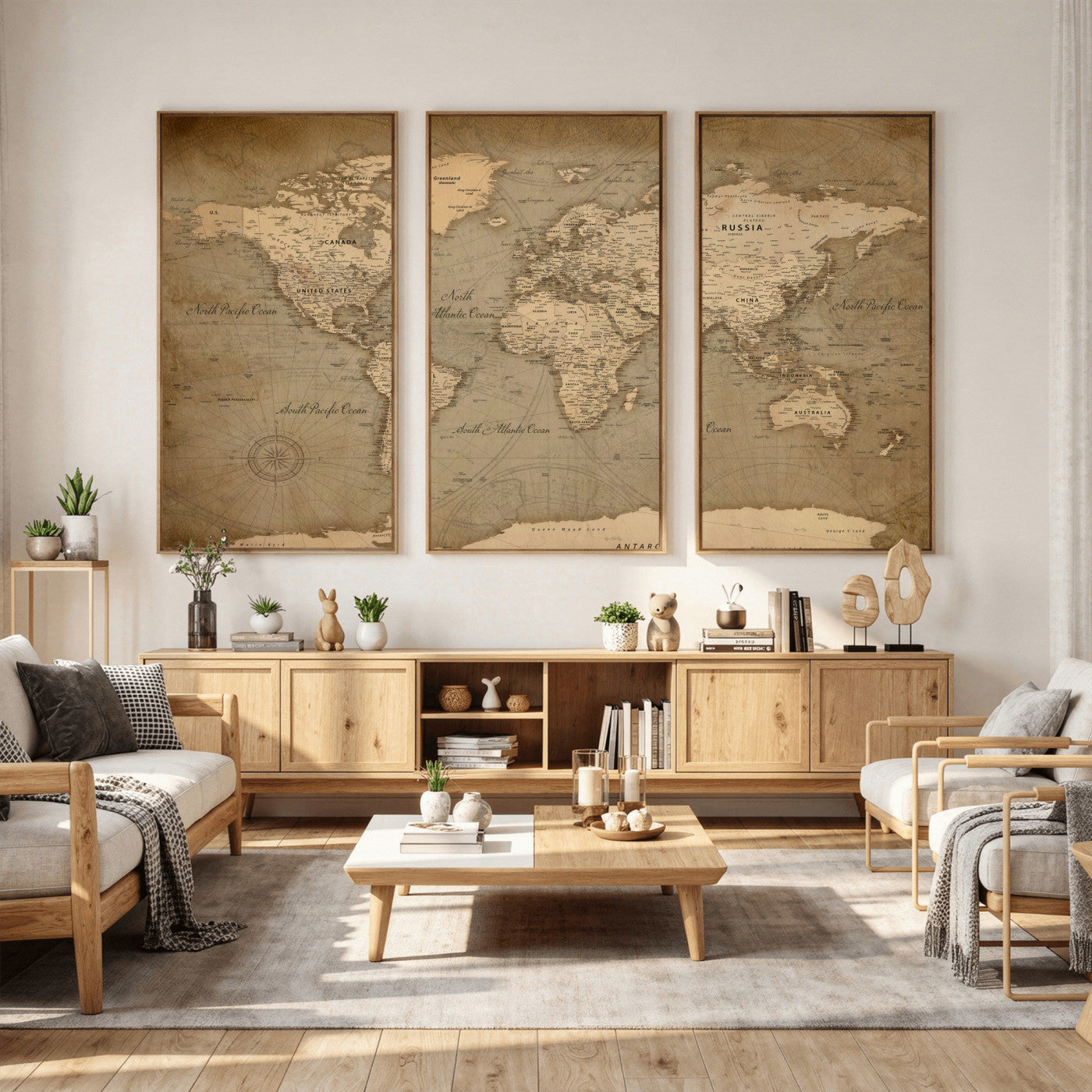 49946617-MGV-CV-36X24 - World Map Wall Art Canvas Print, Modern Decorative Framed Map Artwork Prints for Living Room, Office, Bedroom Wall Decor