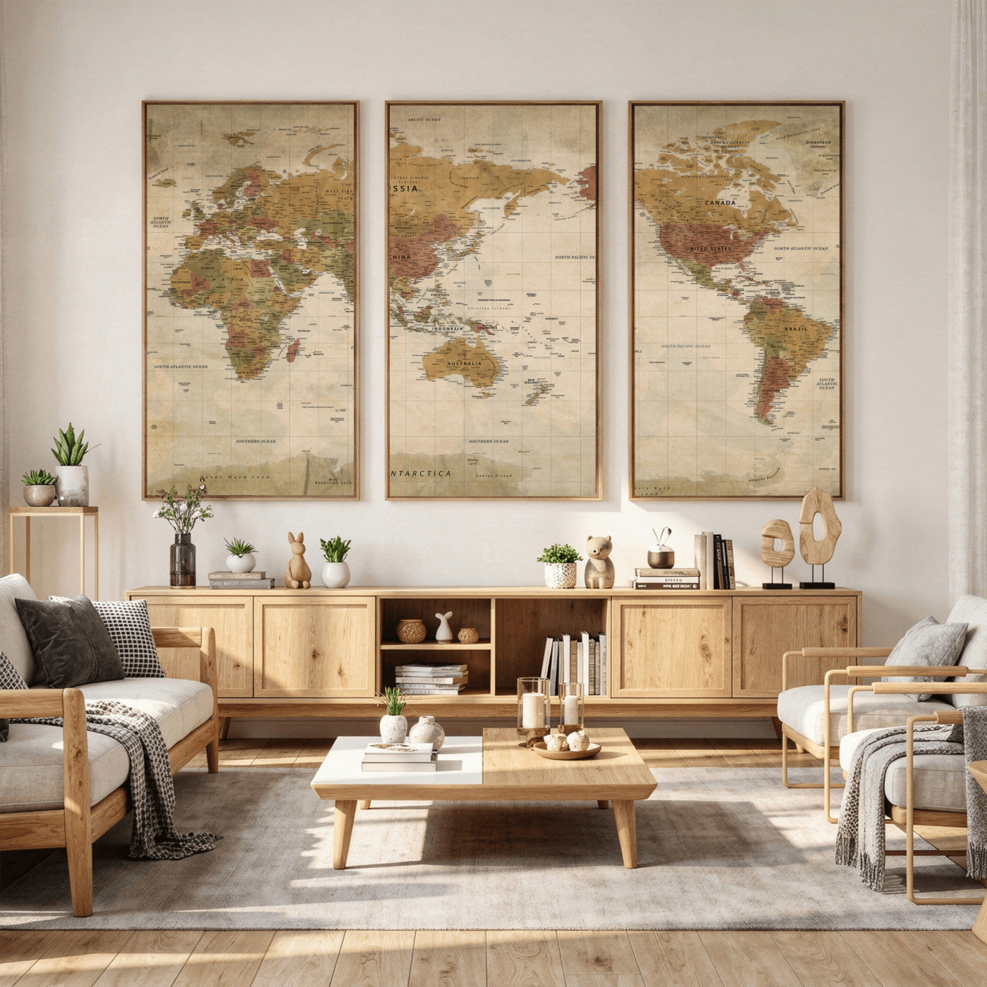 83478963-MGV-CV-36X24 - World Map Wall Art Canvas Print, Modern Decorative Framed Map Artwork Prints for Living Room, Office, Bedroom Wall Decor