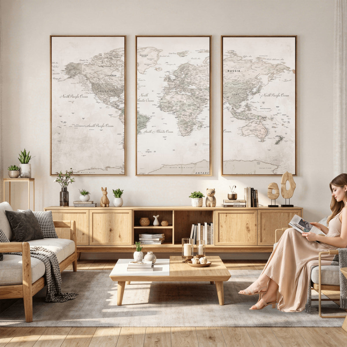 90355419-MGV-CV-36X24 - Antique Style World Map Canvas Print | Vintage Detailed World Map Art for Travel Lovers