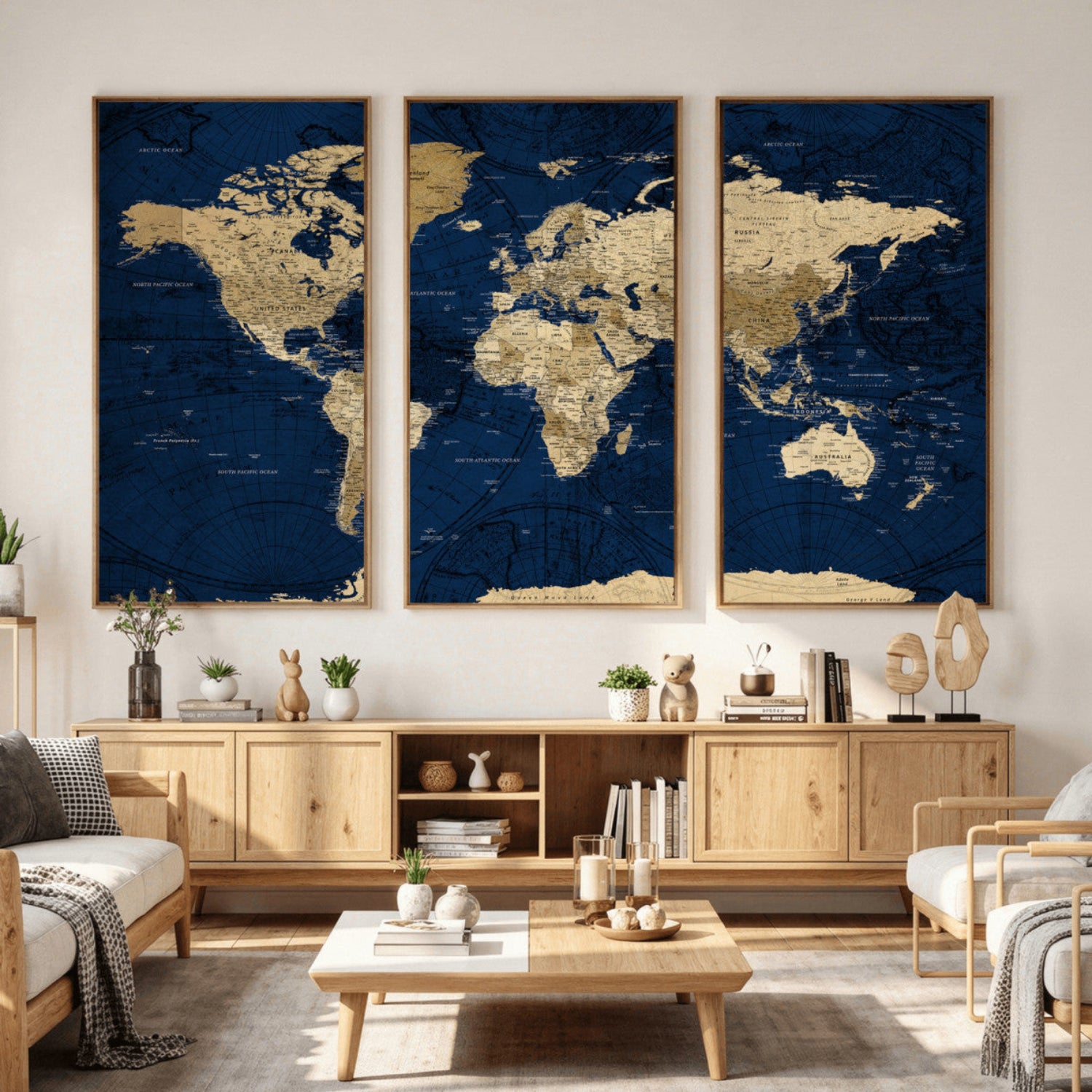 54770746-MGV-CV-36X24 - World Map Wall Art Canvas Print, Modern Decorative Framed Map Artwork Prints for Living Room, Office, Bedroom Wall Decor