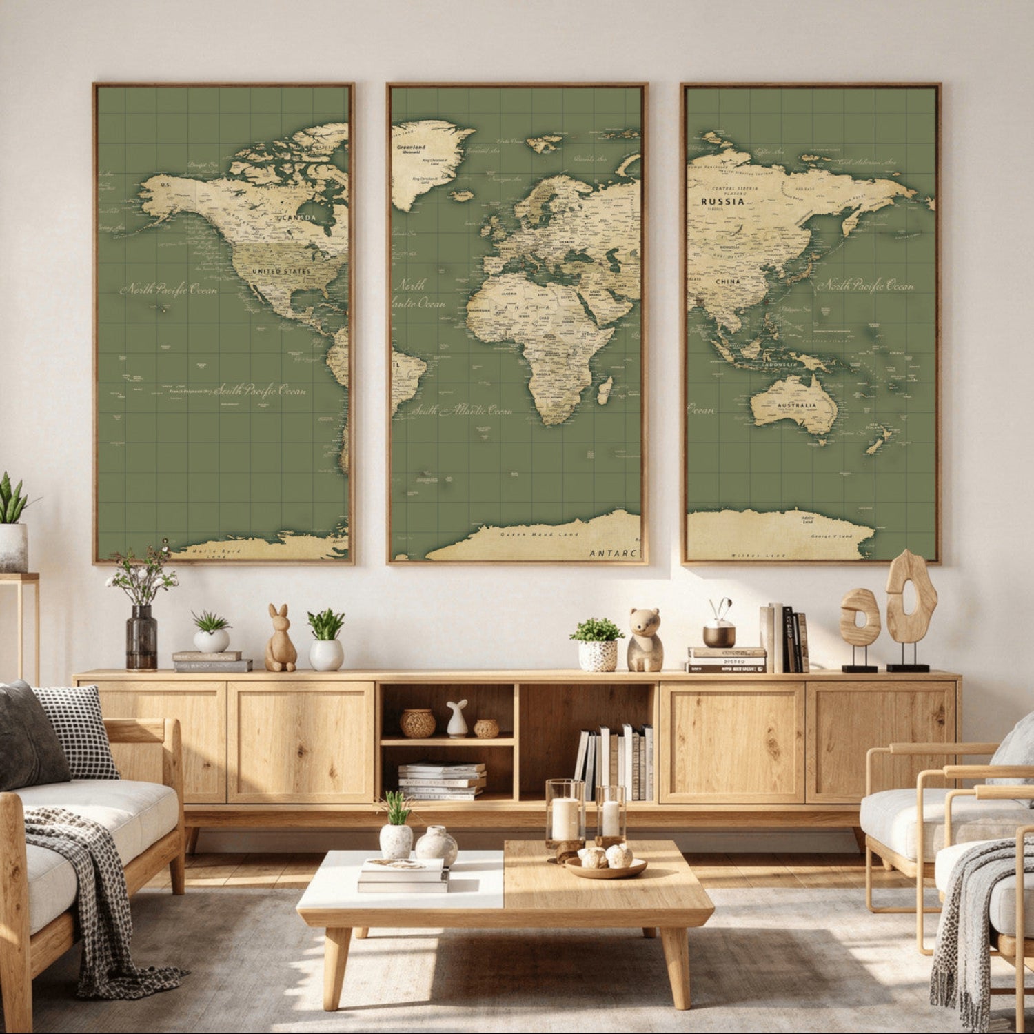 13750241-MGV-CV-36X24 - World Map Wall Art Canvas Print, Modern Decorative Framed Map Artwork Prints for Living Room, Office, Bedroom Wall Decor