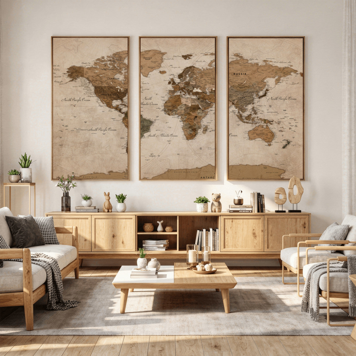 40064188-MGV-CV-36X24 - World Map Wall Art Canvas Print, Modern Decorative Framed Map Artwork Prints for Living Room, Office, Bedroom Wall Decor
