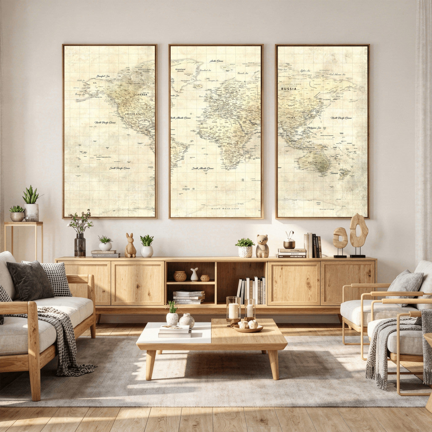 17101439-MGV-CV-36X24 - World Map Wall Art Canvas Print, Modern Decorative Framed Map Artwork Prints for Living Room, Office, Bedroom Wall Decor