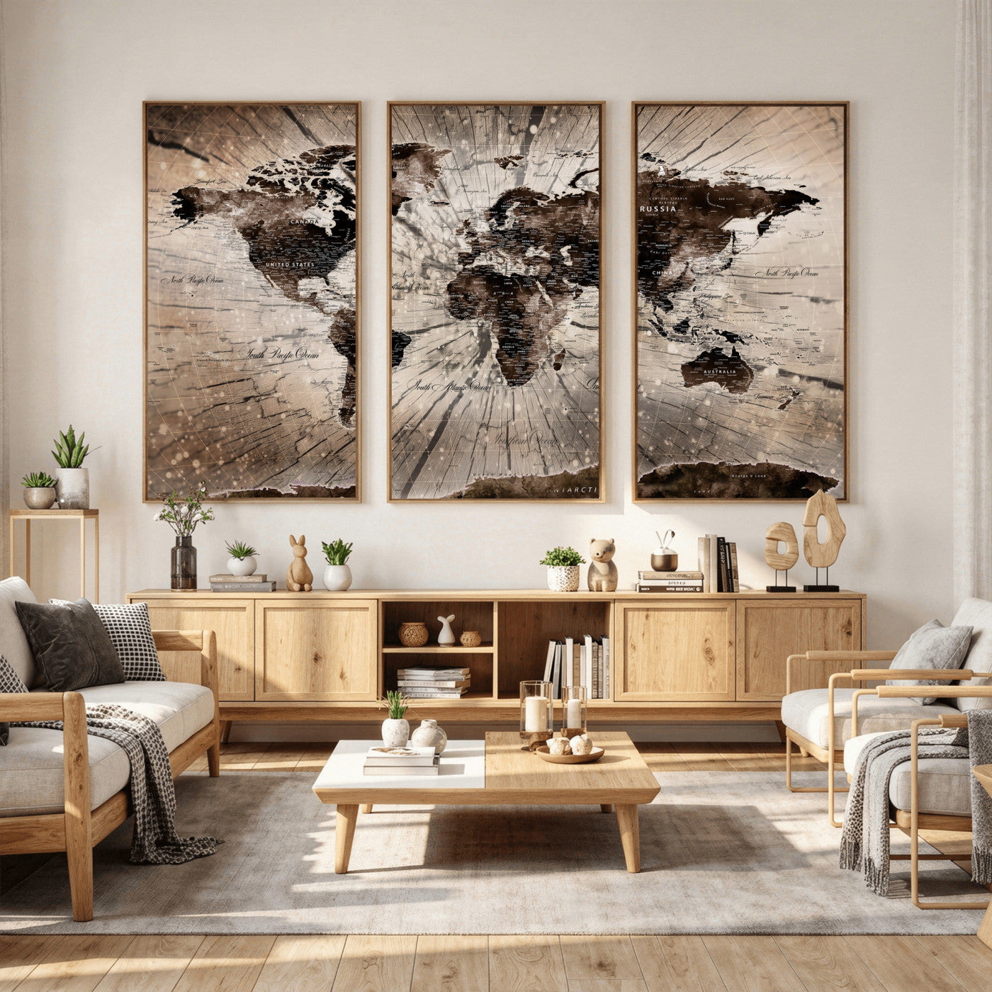 94623295-MGV-CV-36X24 - World Map Wall Art Canvas Print, Modern Decorative Framed Map Artwork Prints for Living Room, Office, Bedroom Wall Decor