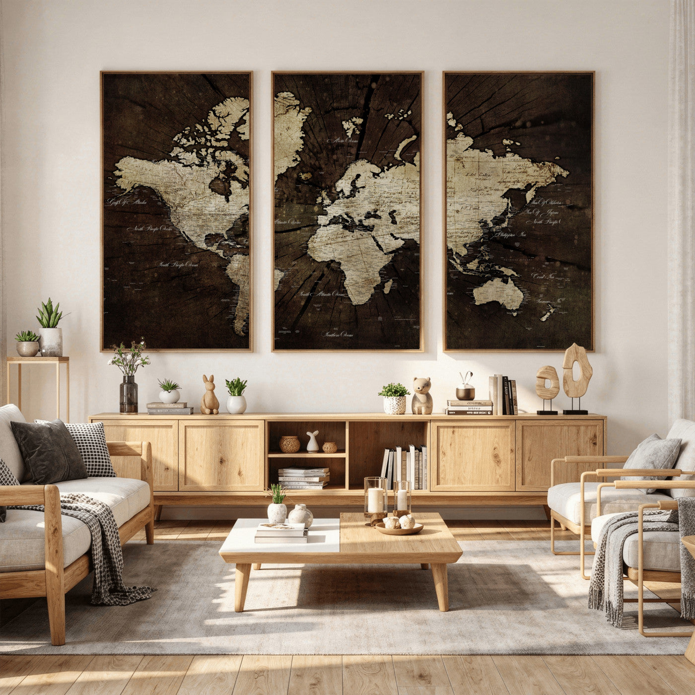 40991509-MGV-CV-36X24 - World Map Wall Art Canvas Print, Modern Decorative Framed Map Artwork Prints for Living Room, Office, Bedroom Wall Decor