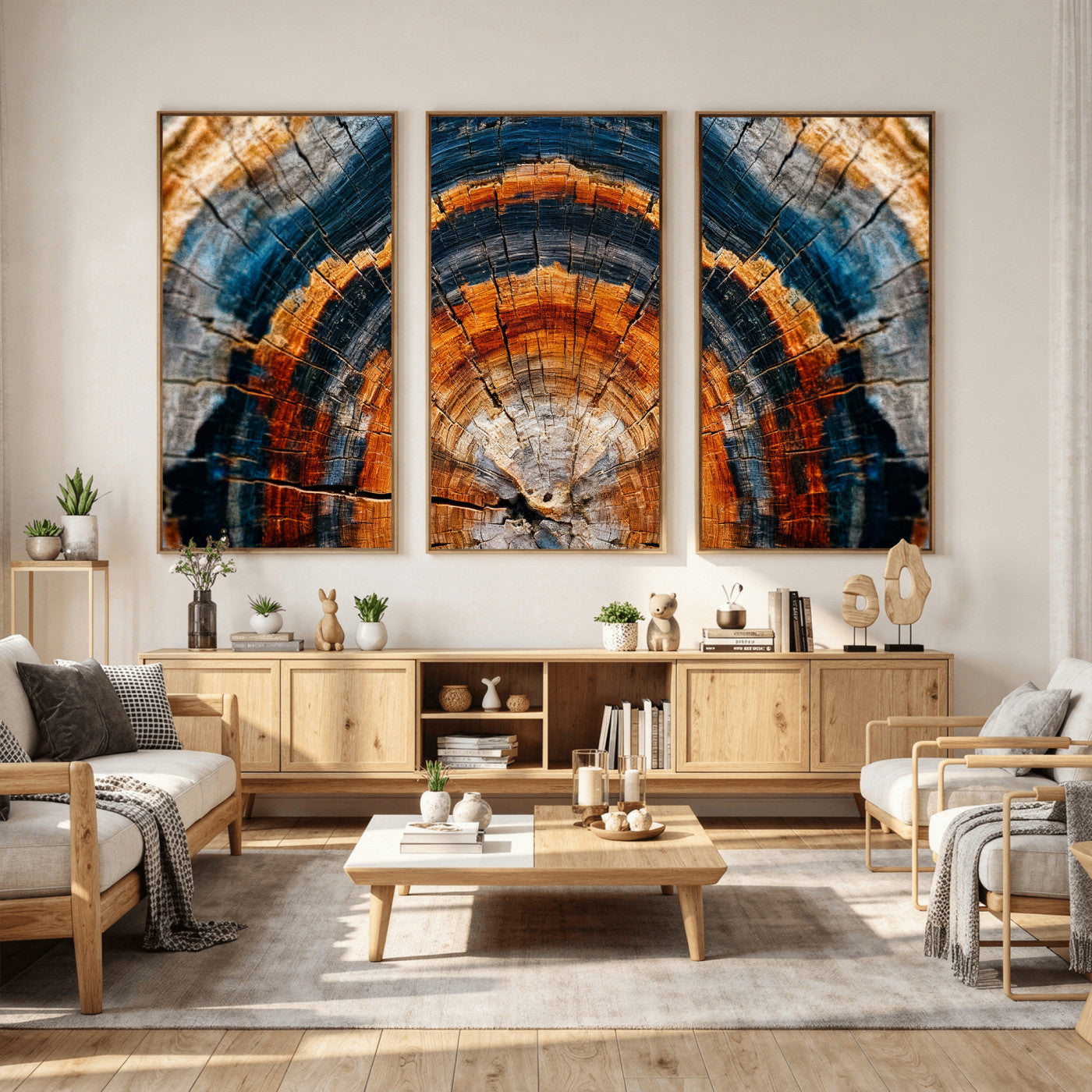 92693966N-MGV-CV-36X24 - Abstract Wood Grain Canvas Print, Tree Ring Pattern Wall Art, Framed Canvas Ready to Hang