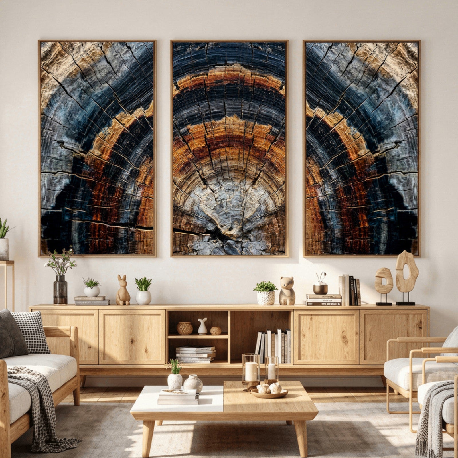 92693966A-MGV-CV-36X24 - Abstract Wood Grain Canvas Print, Tree Ring Pattern Wall Art, Framed Canvas Ready to Hang