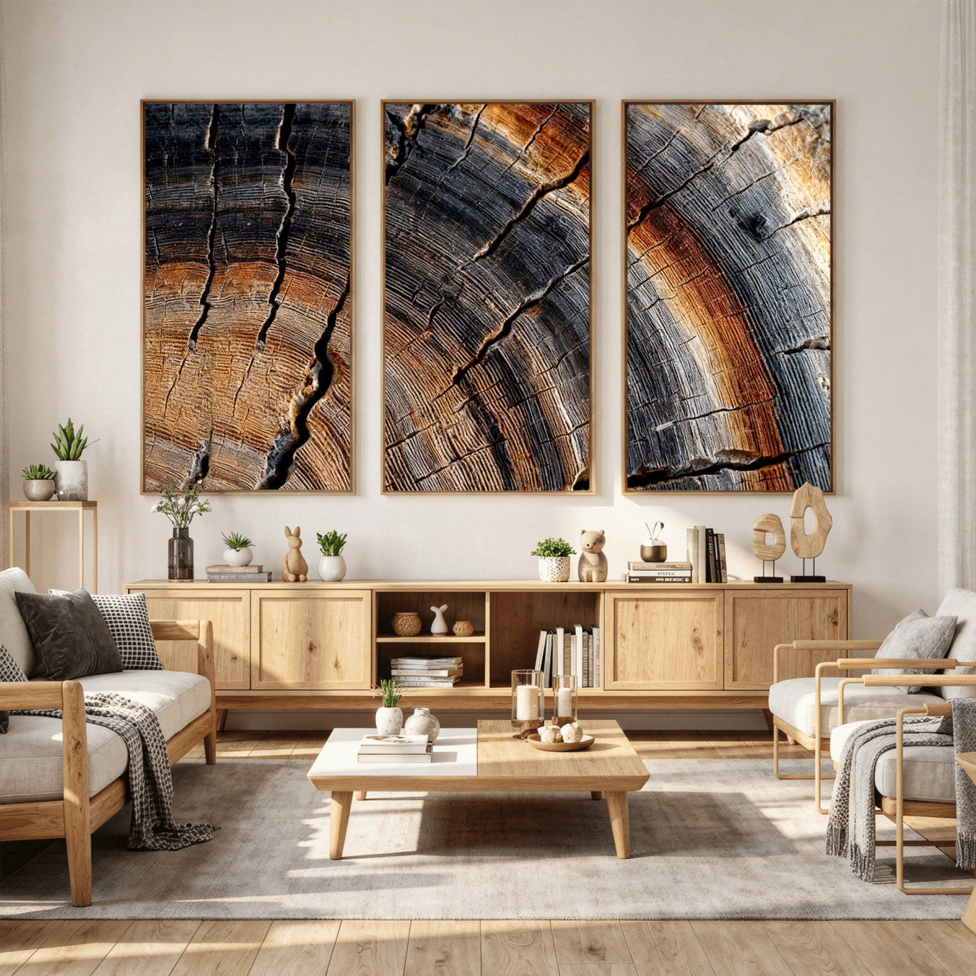 92693966E-MGV-CV-36X24 - Framed Large Abstract Wood Grain Canvas Print, Tree Ring Pattern Wall Art, Framed Canvas Ready to Hang