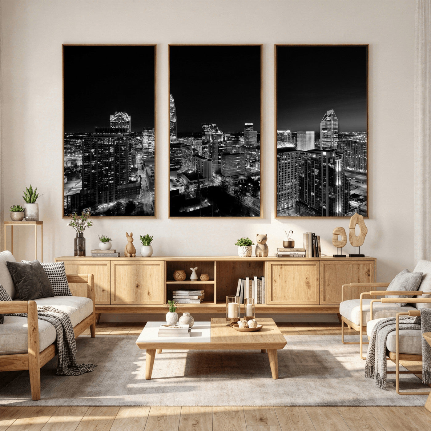 68329345-MGV-CV-36X24 - Atlanta Skyline Wall Art Canvas Print, Atlanta Downtown Night Cityscape Print for Modern Urban Wall Decor