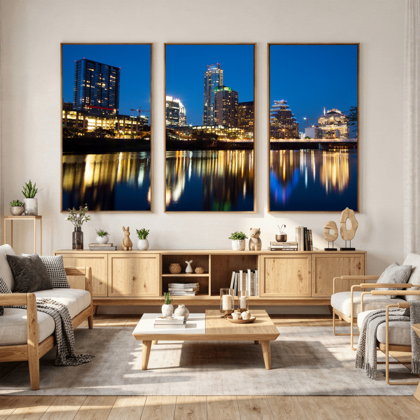 21916206-MGV-CV-36X24 - Austin Skyline Wall Art Canvas Print, Austin Downtown Night Cityscape Print for Modern Urban Wall Decor