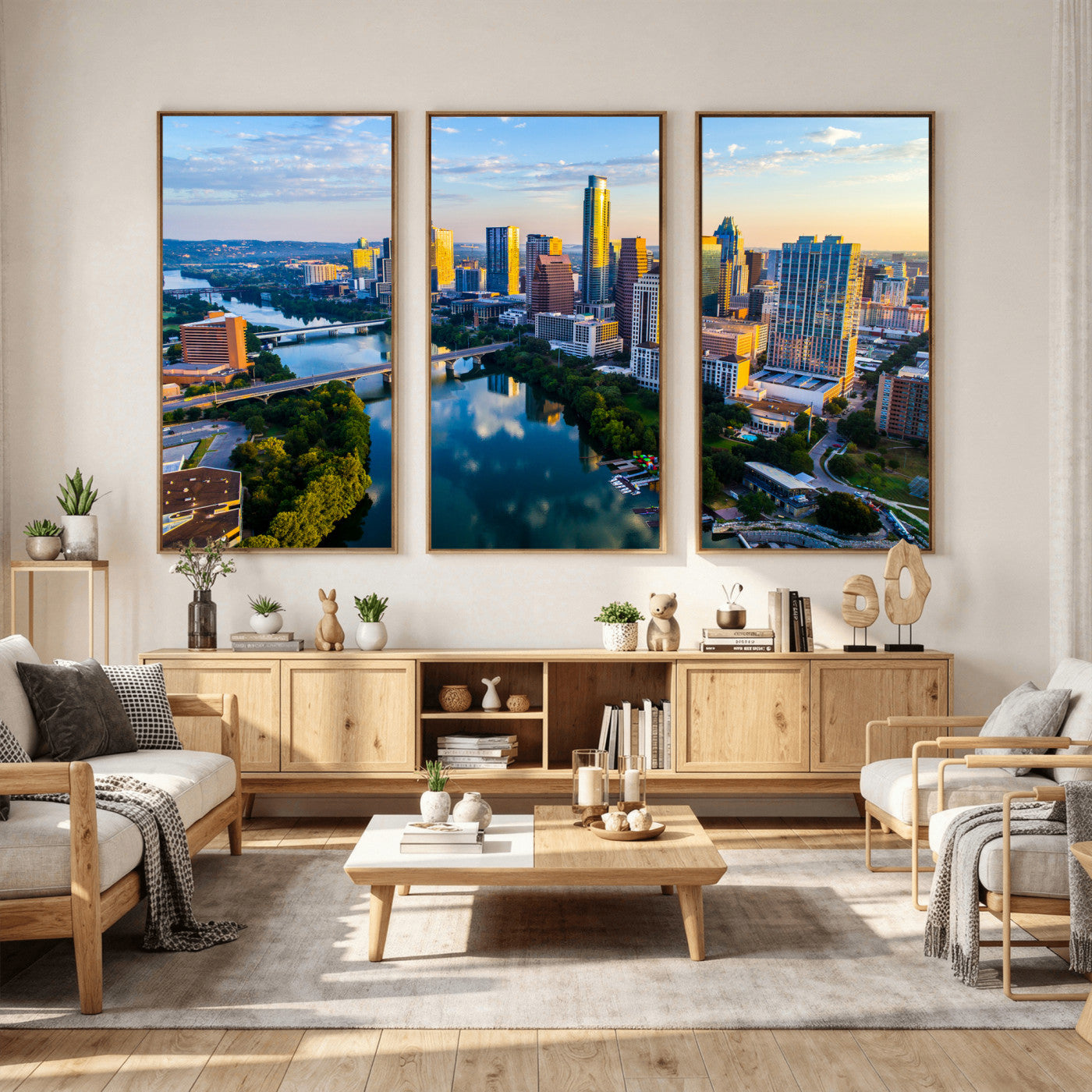 33675326-MGV-CV-36X24 - Austin Skyline Wall Art Canvas Print, Austin Downtown Night Cityscape Print for Modern Urban Wall Decor