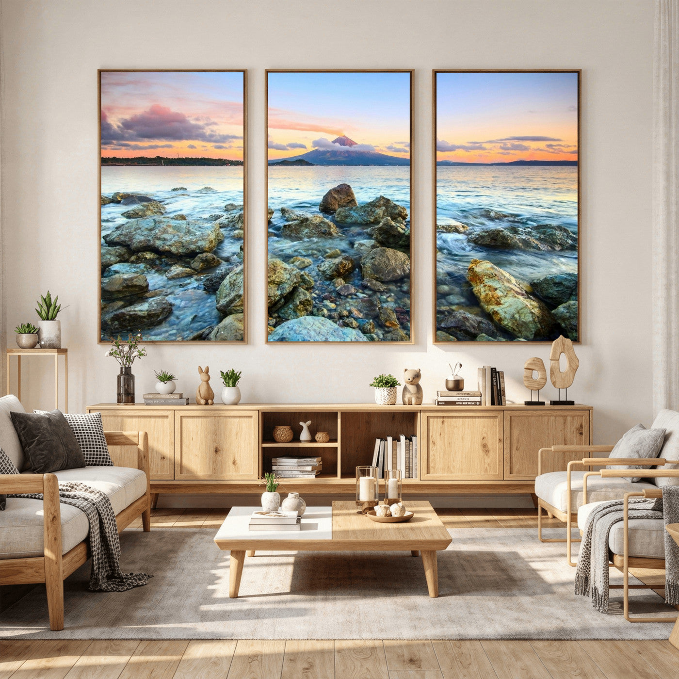 46869511-MGV-CV-36X24 - Mayon Volcano Seascape Landscape Wall Art Canvas Print, Tropical Ocean Shore Mountain Canvas Print, Philippines Coastal Scenic Art Printing