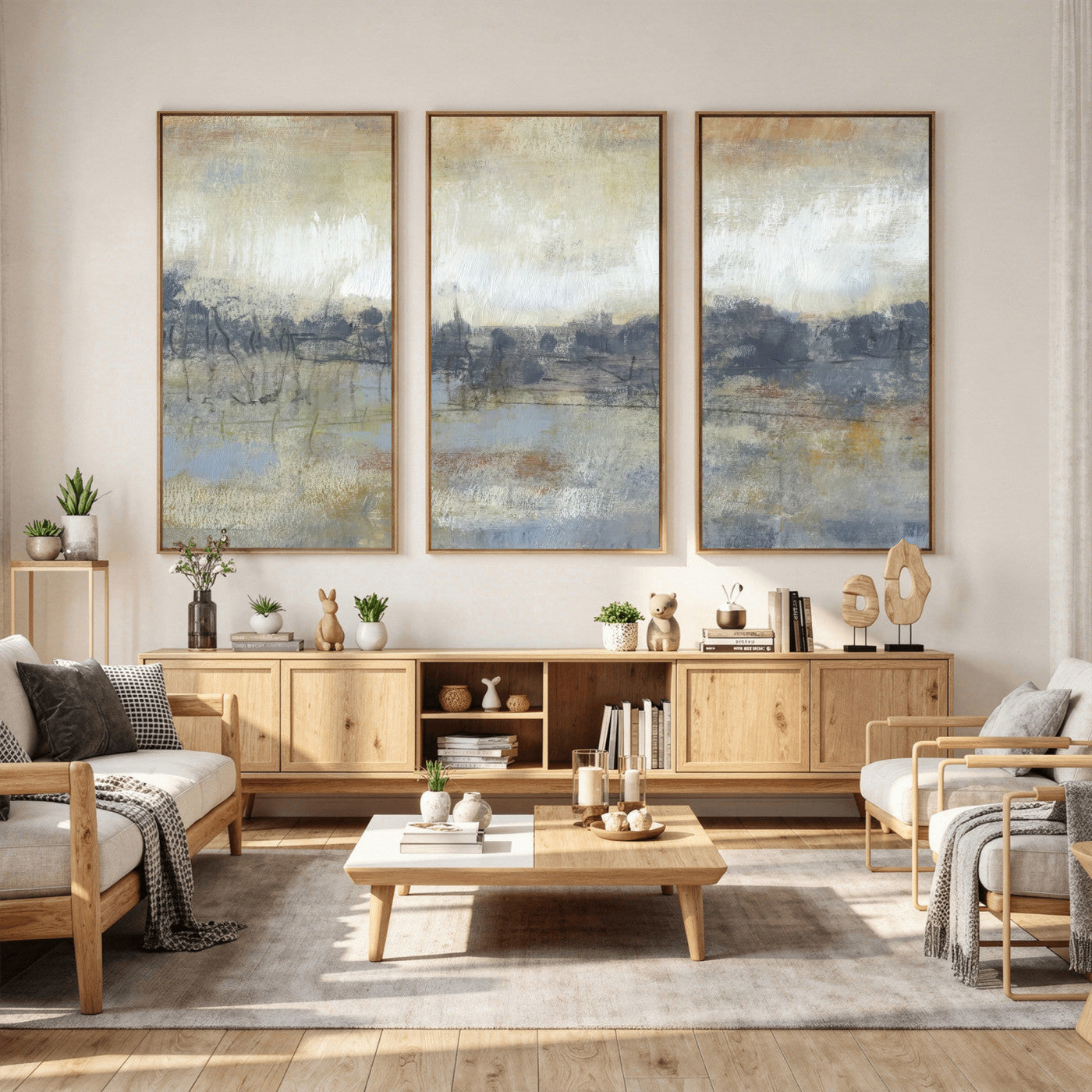 73973590-MGV-CV-36X24 - Abstract Neutral Landscape Painting Wall Art Canvas Print, Modern Minimal Texture Horizon Canvas Print, Beige Gray Contemporary Abstract Art Printing