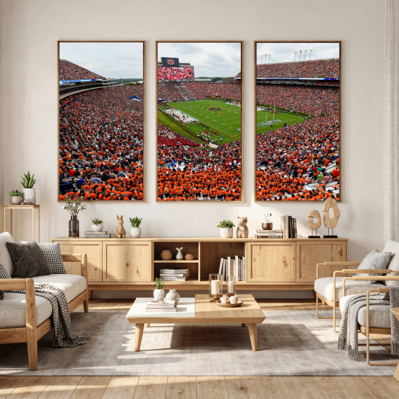 82562490-MGV-CV-36X24 - Auburn Stadium Sunset Wall Art Canvas Print, Jordan Hare Stadium Game Day Crowd, Auburn Tigers Football Artwork