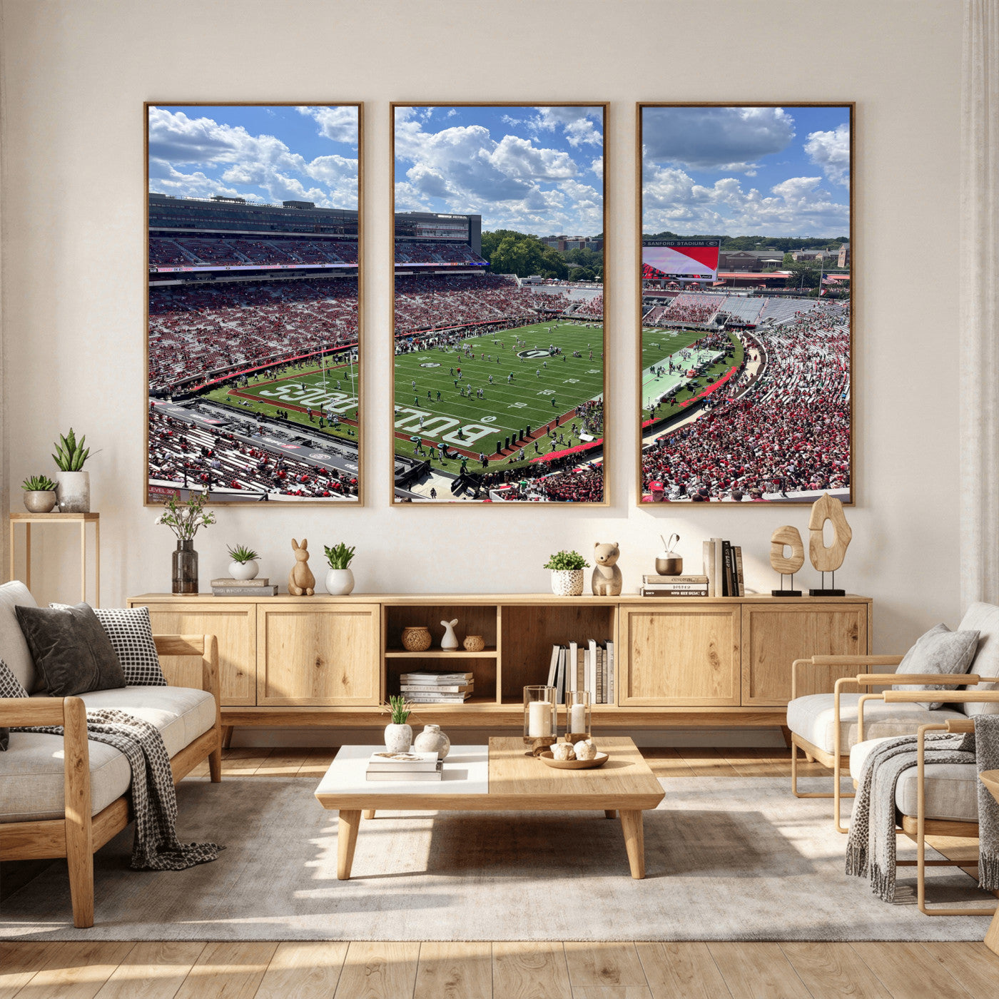 10665453-MGV-CV-36X24 - Georgia Bulldogs Stadium Wall Art Canvas Print, Sanford Stadium Football Field Panorama, College Football Game Day Wall Decor