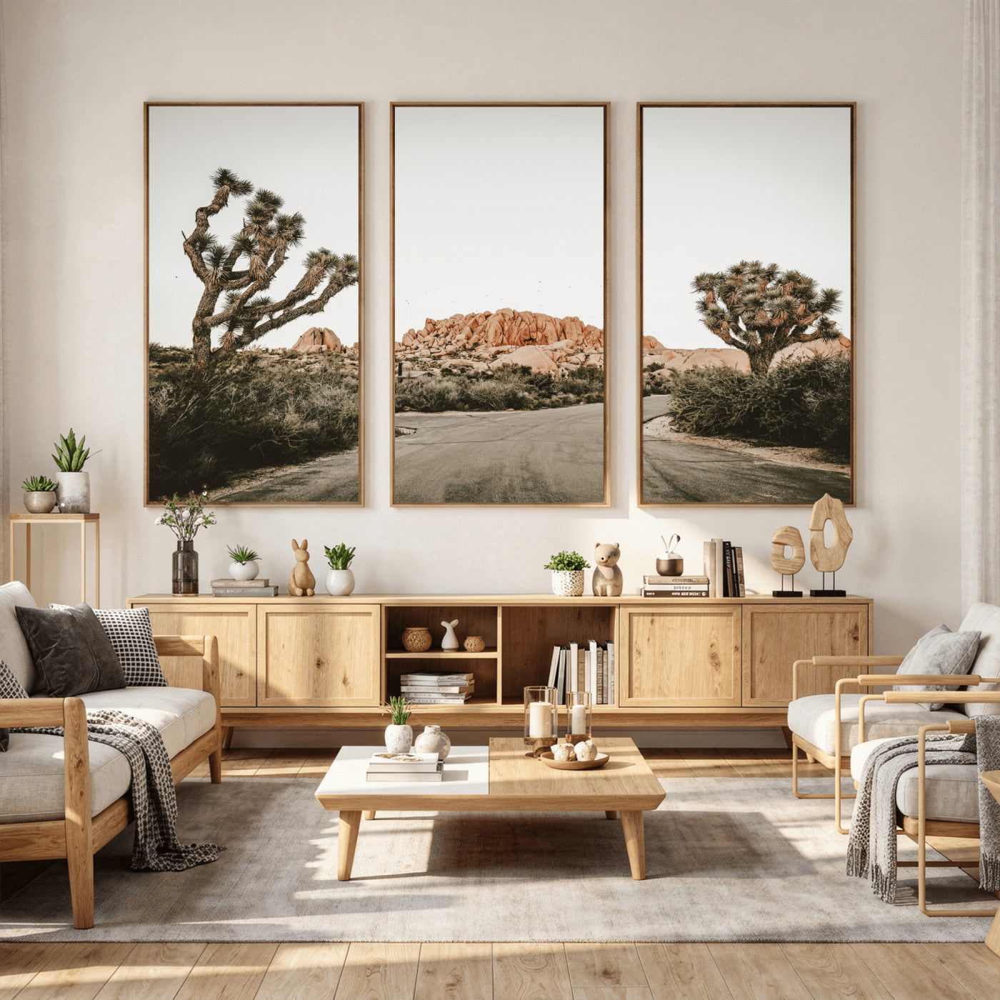 97248544-MGV-CV-36X24 - Joshua Tree Desert Wall Art Canvas Print, Minimal Southwestern Landscape Nature Wall Decor for Modern and Boho Interiors