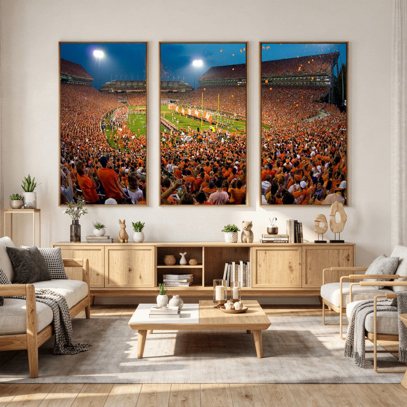 42850097-MGV-CV-36X24 - Clemson Tigers Memorial Stadium Wall Art Canvas Print, Death Valley Football Stadium Artwork, Packed Game Night Crowd Scene
