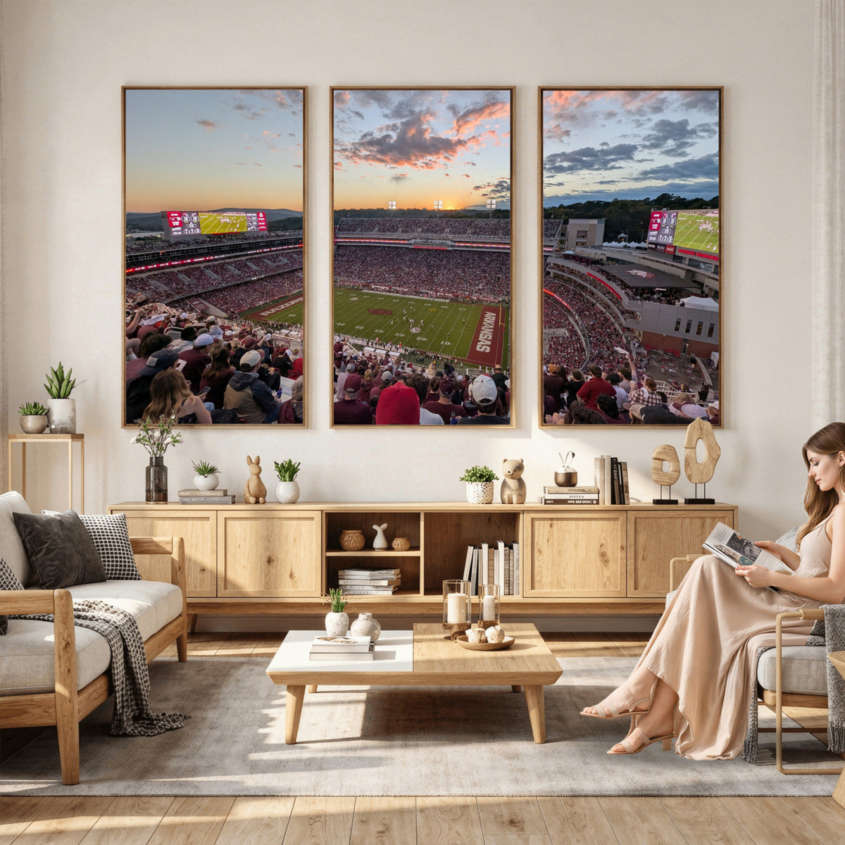71837429-MGV-CV-36X24 - Donald W. Reynolds Razorback Stadium Wall Art Canvas Print – Arkansas Razorbacks Football Artwork for Home, Office, and Sports Room Decor