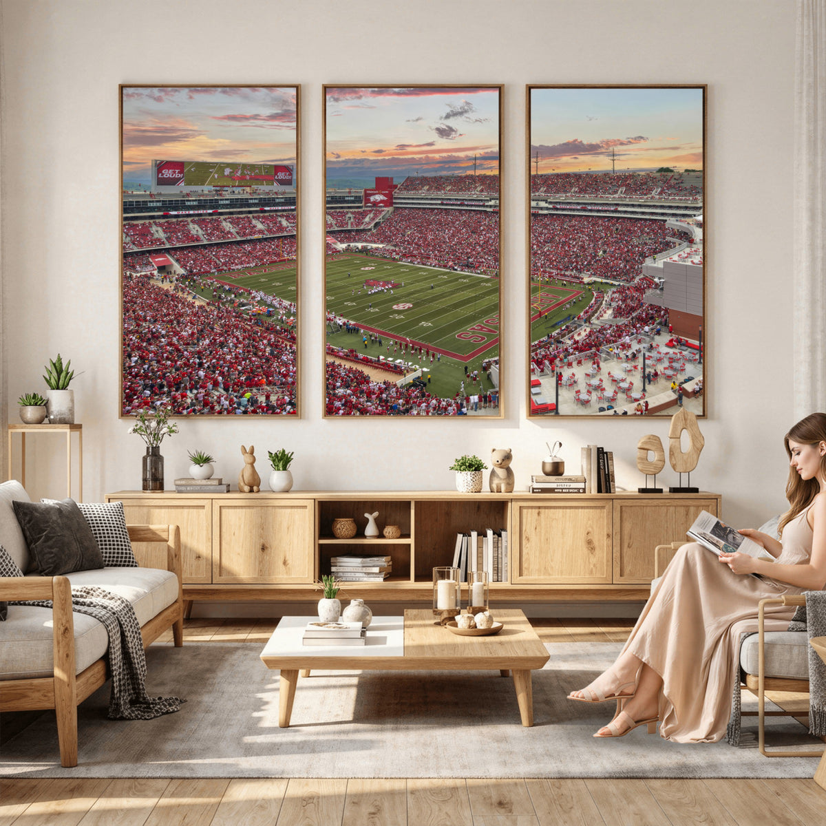 82233065-MGV-CV-36X24 - Donald W. Reynolds Razorback Stadium Wall Art Canvas Print – Arkansas Razorbacks Football Artwork for Home, Office, and Sports Room Decor