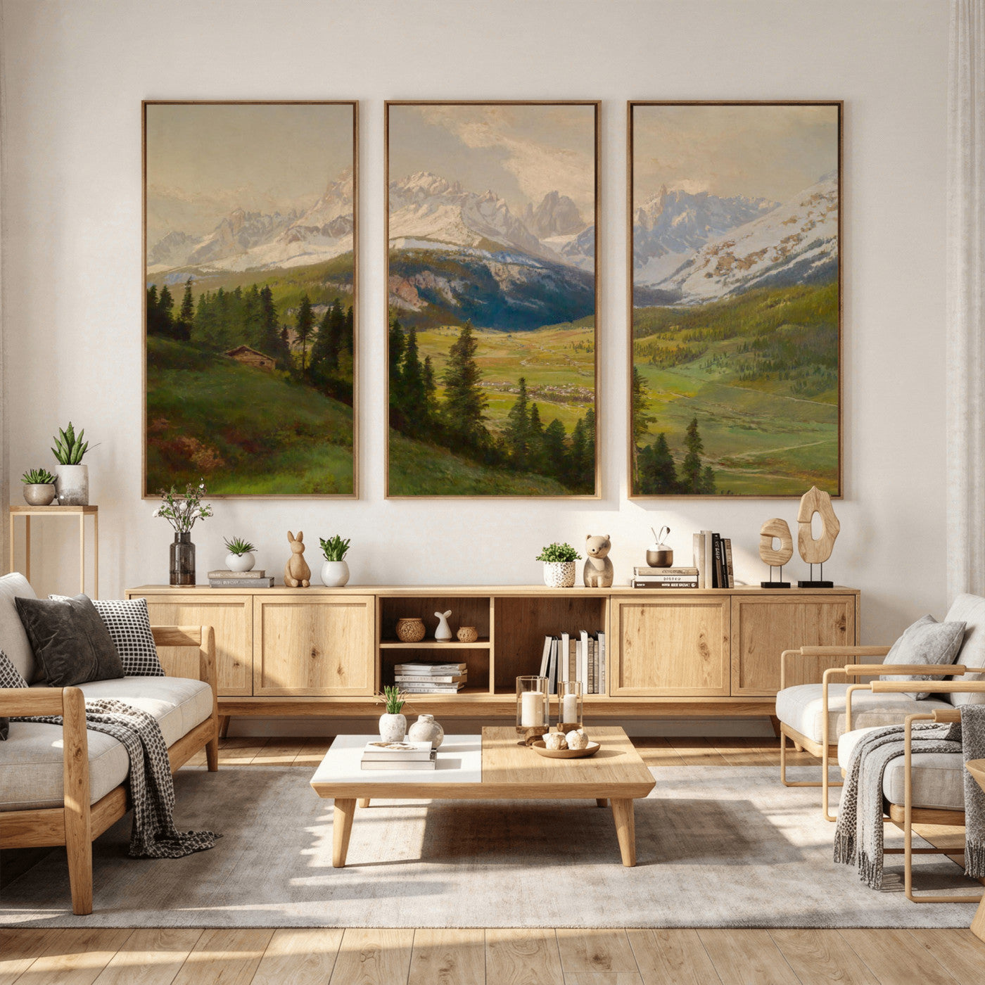 60864994-MGV-CV-36X24 - Konrad Petrides View From Mount Helm Wall Art Canvas Print - Watercolor Sexten and the Sextener Sonnenuhr Art Canvas Print