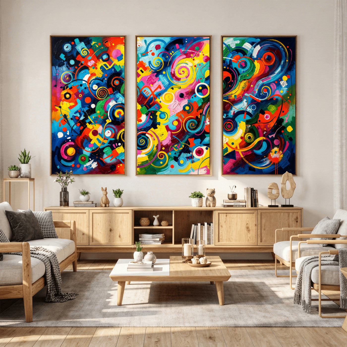 4712069R1-MGV-CV-36X24 - Geometric Abstract Wall Art Canvas Print, Bold Color Abstract Expressionist Painting Print, Modern Geometric Abstract Canvas Art