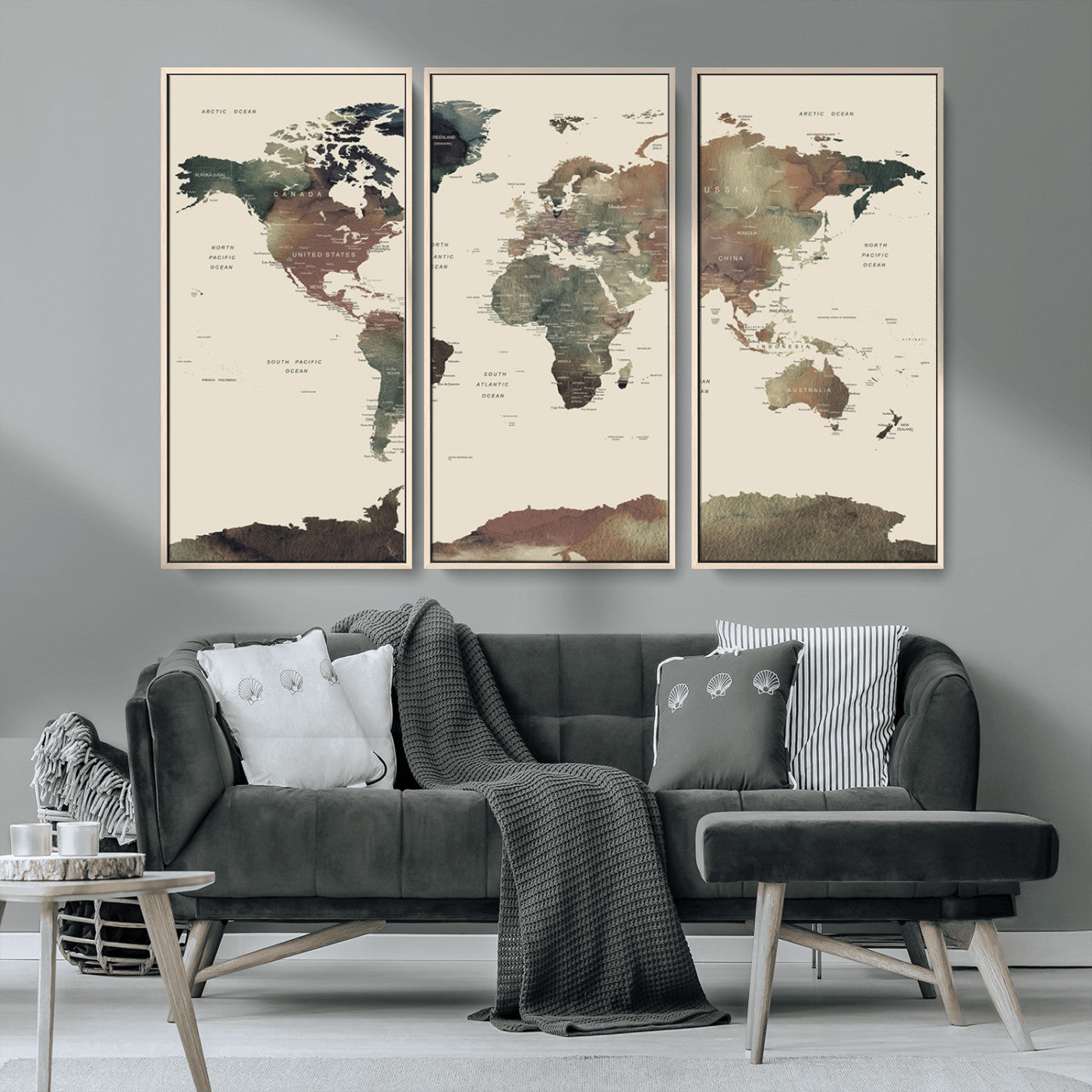 MGV-FC-48X32-3P - World Map Wall Art Canvas Print for Home and Office Decor