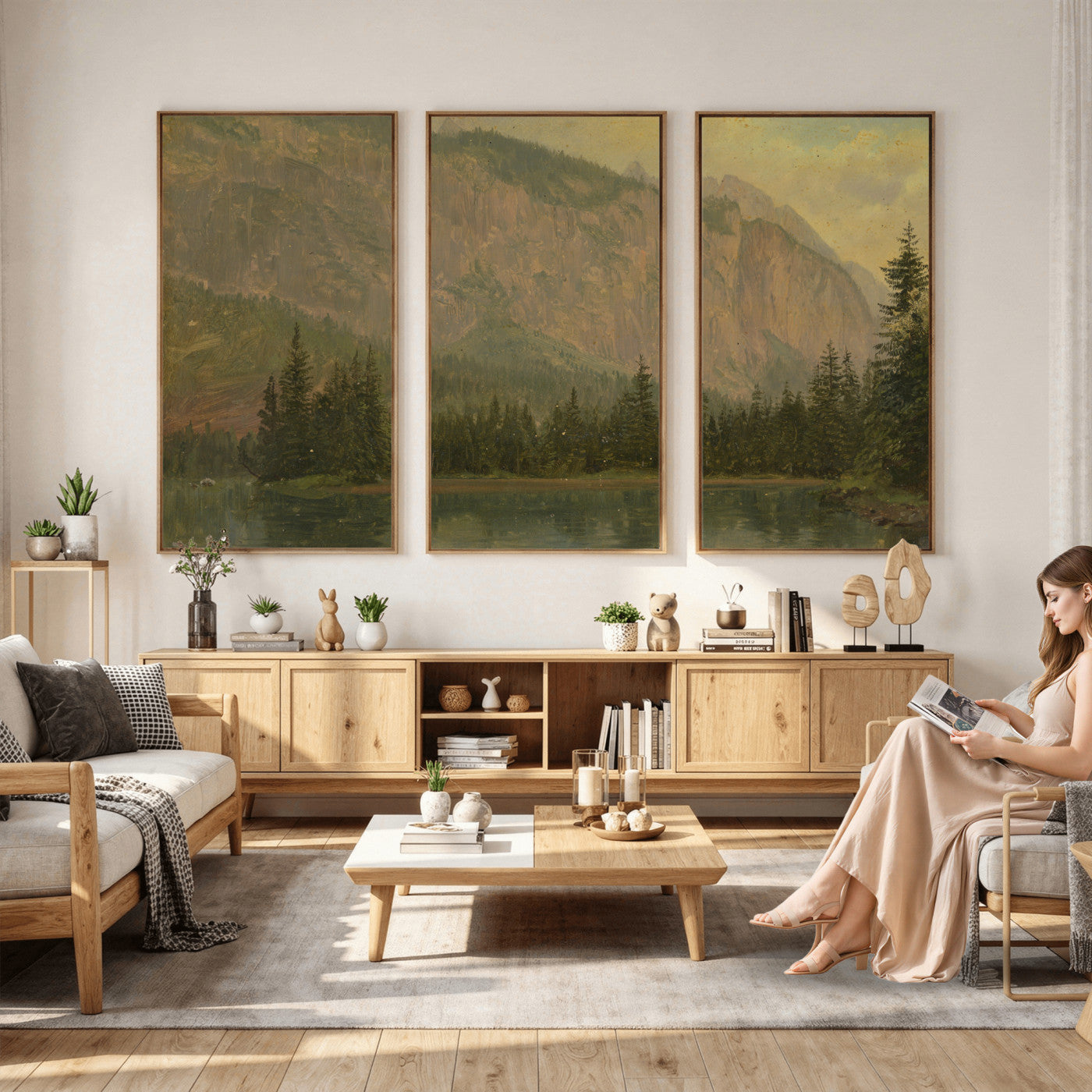 76844524-MGV-CV-36X24 - Frederic Edwin Church Hintersee Canvas Print, Hudson River School Mountain Lake Painting 1868, American Romantic Landscape, Vintage Nature Wall Art