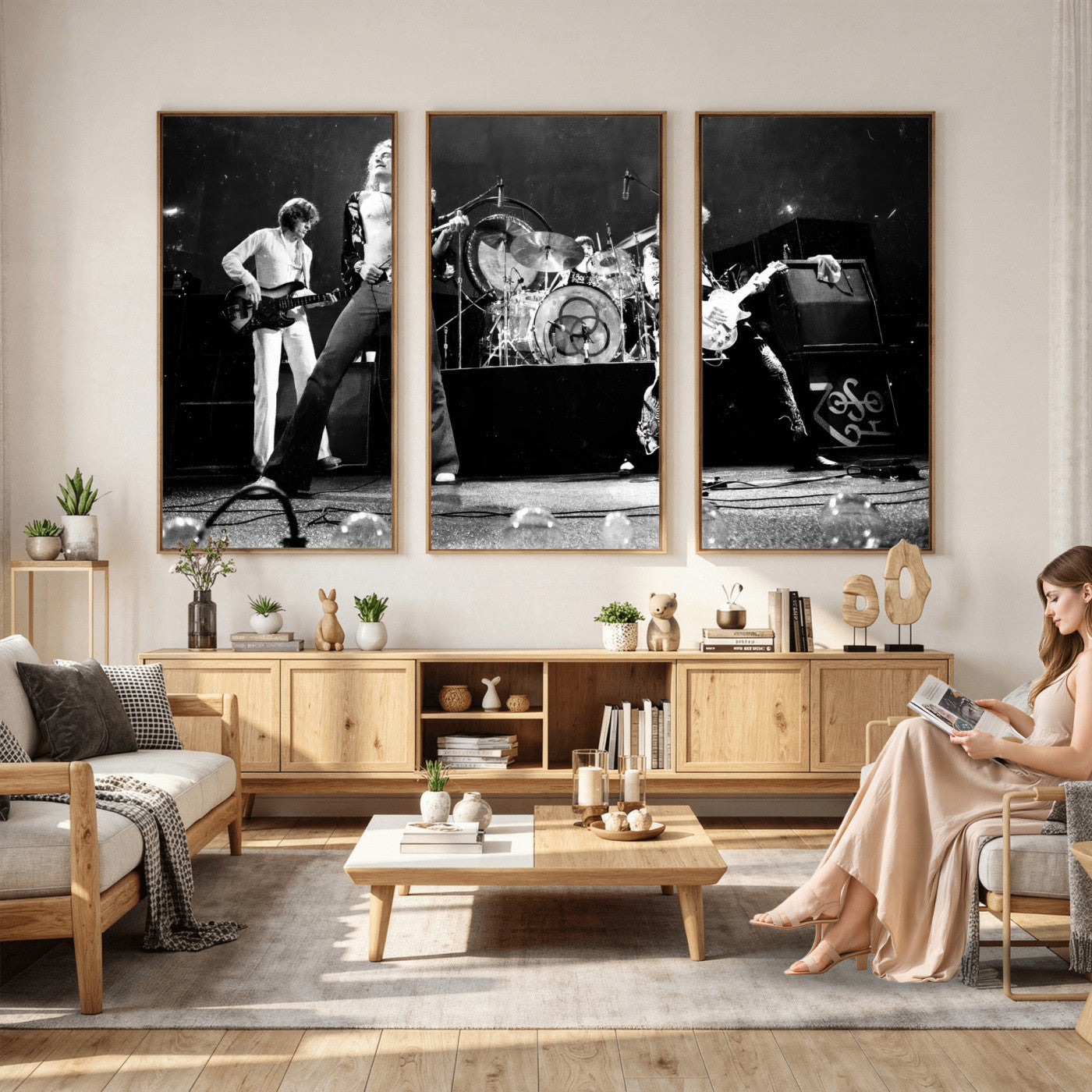 87313532-MGV-CV-36X24 - ed Zeppelin Live Concert Canvas Wall Art, Classic Rock Band Photography Print, Vintage Music Stage Performance Artwork
