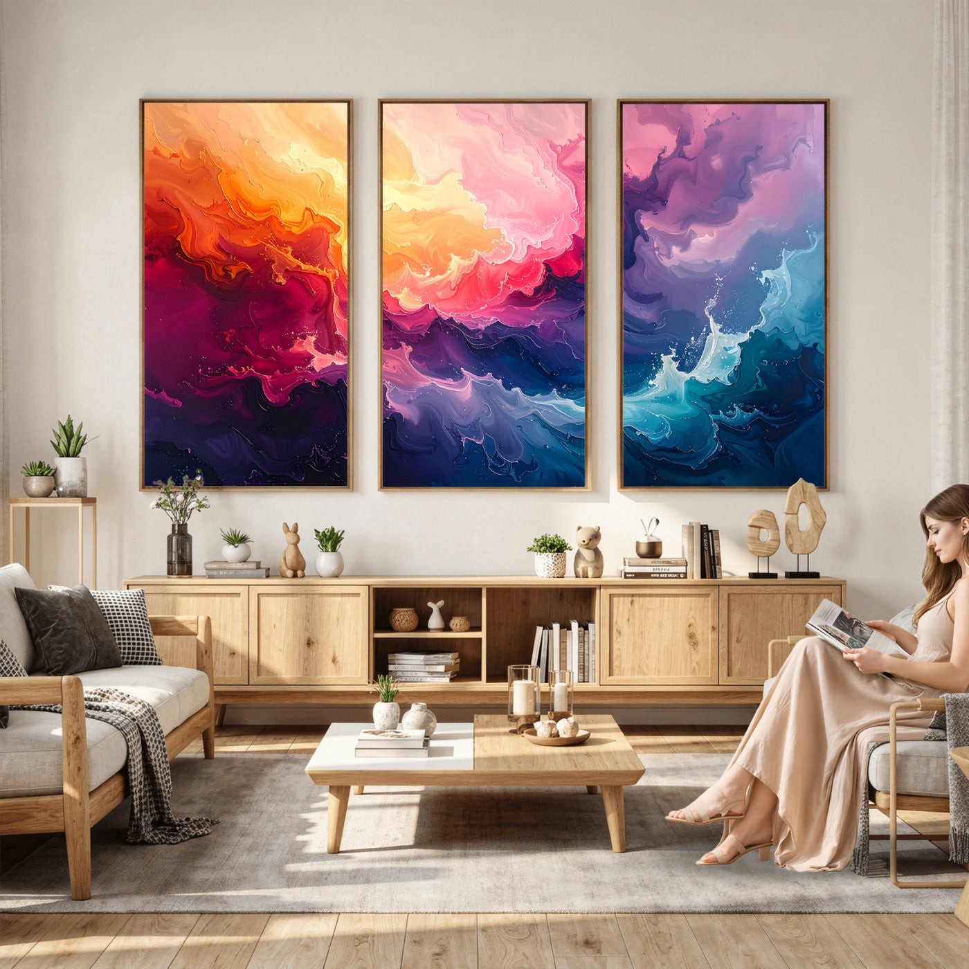 16157633-MGV-CV-36X24 - Large Colorful Abstract Canvas Wall Art Print, Vibrant Popup Color Art Print