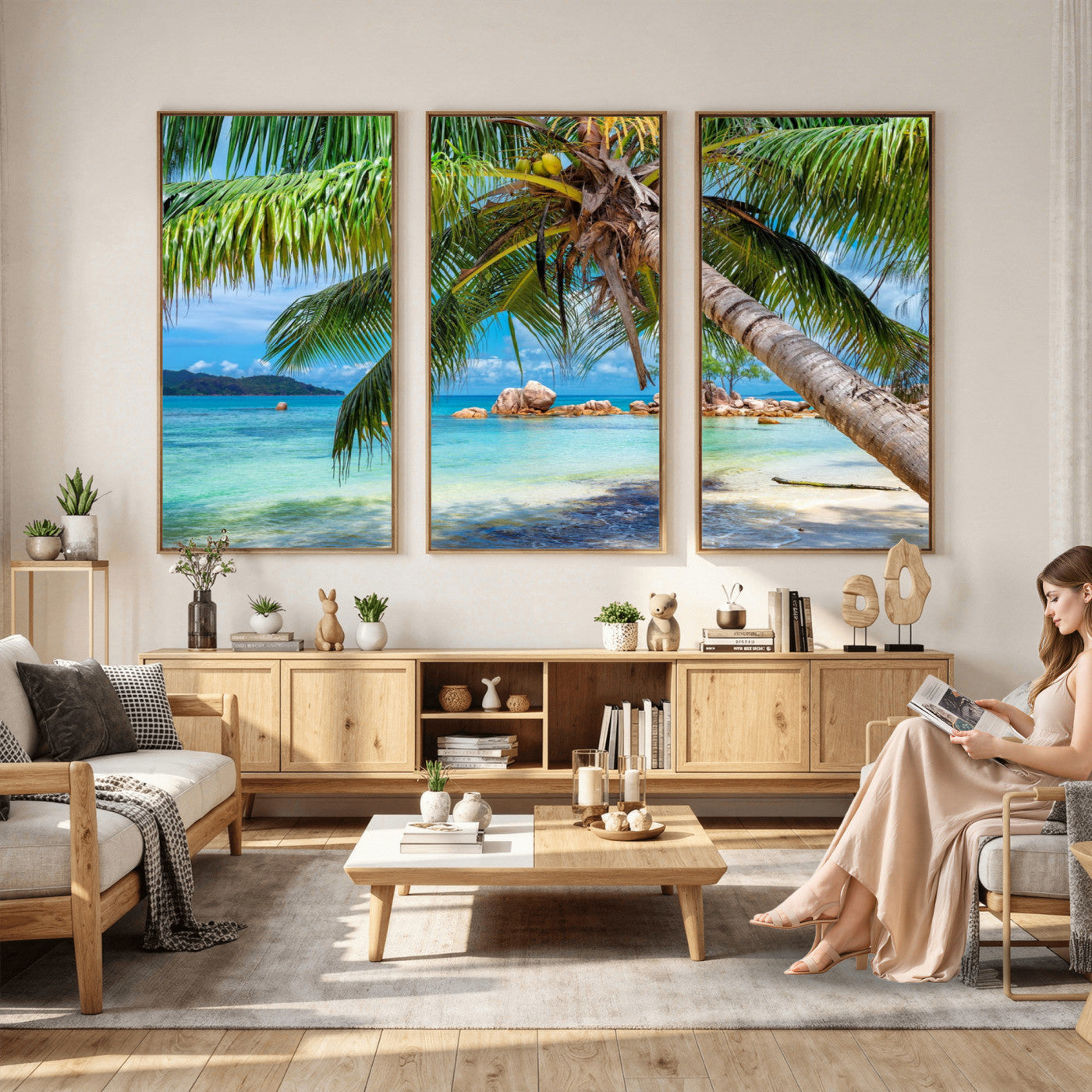86824715-MGV-CV-36X24 - Seychelles Beach Canvas Wall Art - Anse Volbert Praslin Island Print