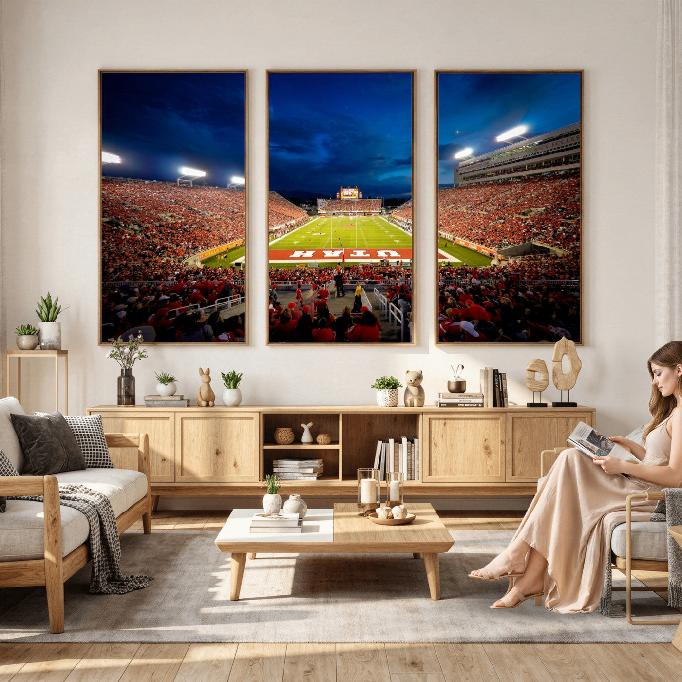 74019251-MGV-CV-36X24 - Rice-Eccles Stadium Wall Art Canvas Print - Utah Salt Lake City Stadium Print