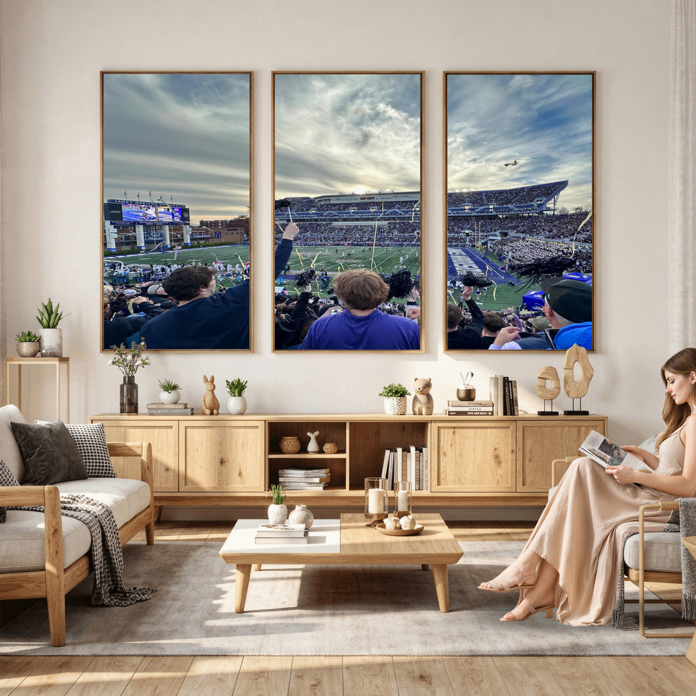 400867JMU-MGV-CV-36X24 - JMU Stadium Wall Art Canvas Print for Game Room Decor - James Madison University Stadium