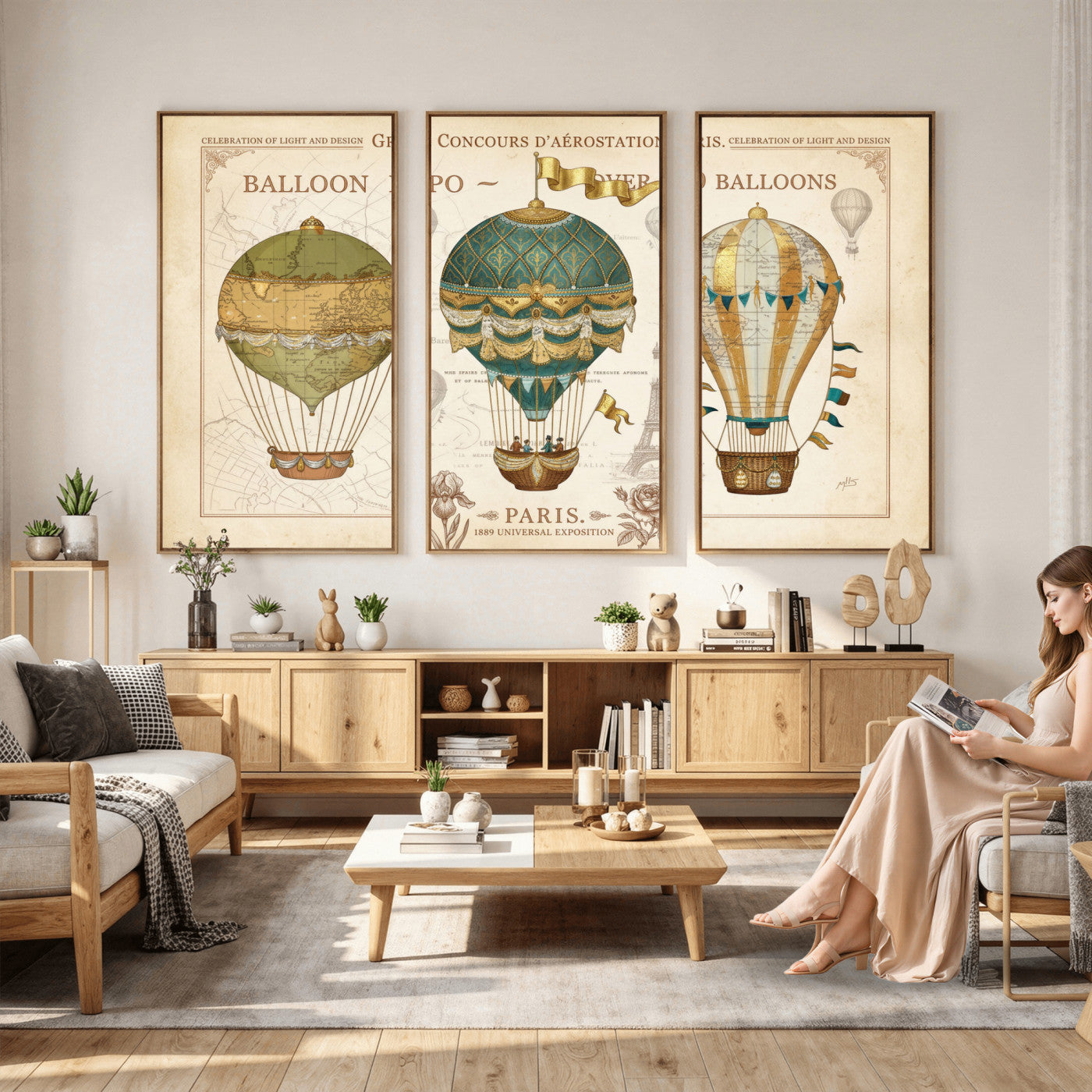 31530449-MGV-CV-36X24 - Kimberly Allen Paris Balloon Expo Wall Art Canvas Print, Vintage 1889 French Hot Air Balloon Poster