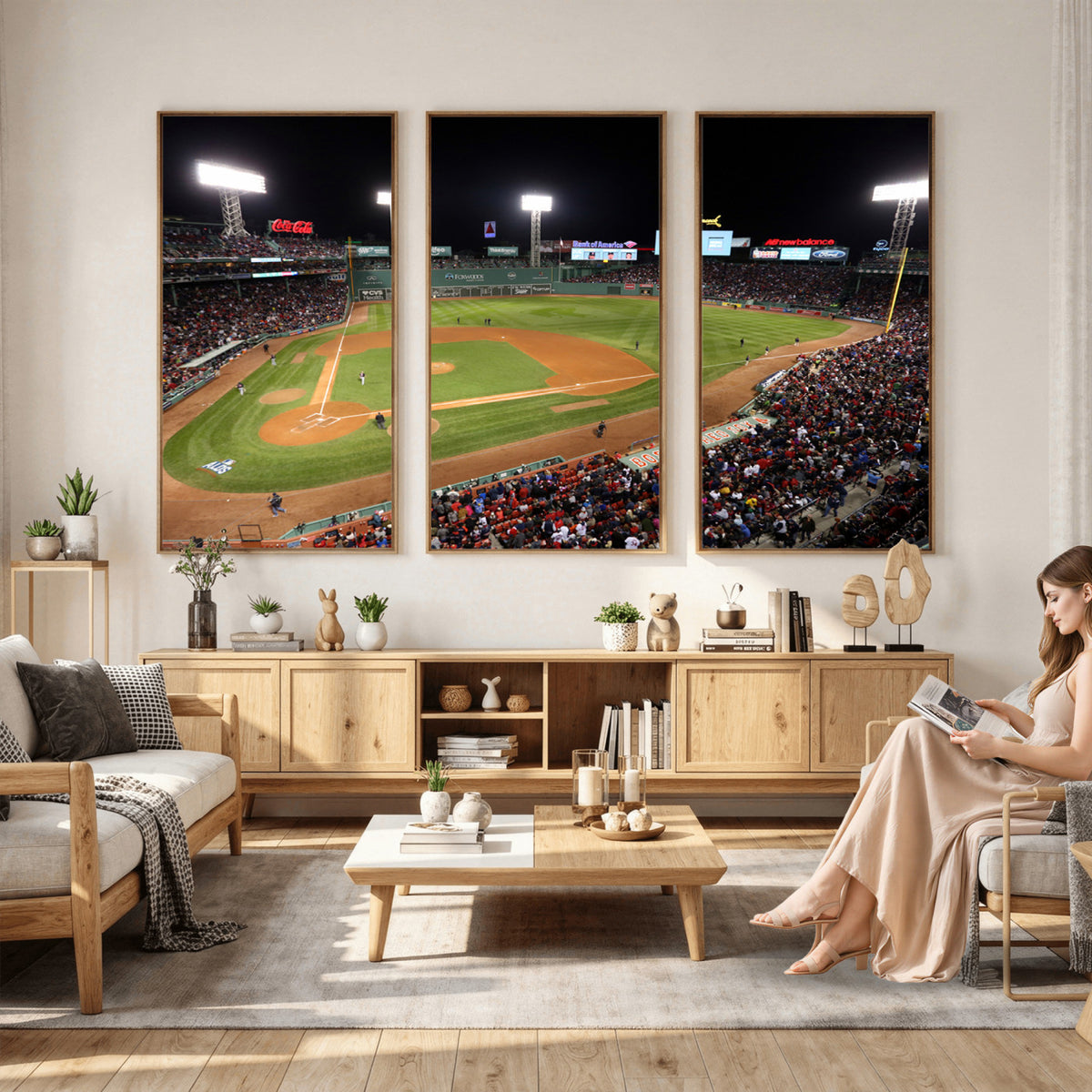 86945D-MGV-CV-36X24 - Fenway Park Boston Red Sox Baseball Stadium Wall Art Canvas Print for Gift Baseball Lover MLB Wall Art College Dorm Wall Decor Baseball Gift