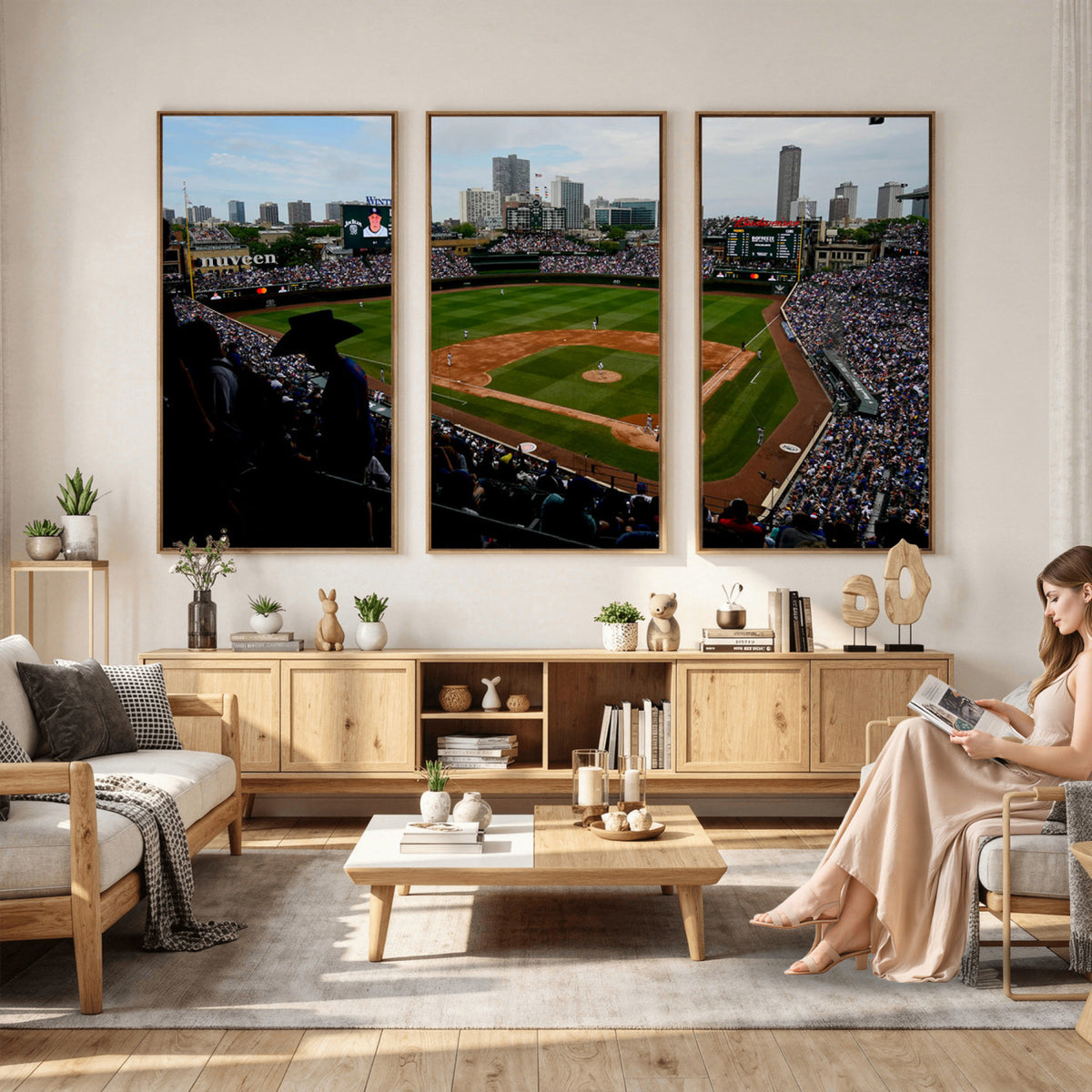 34859D-MGV-CV-36X24 - Chicago Cubs Baseball Team Print - Wrigley Field Stadium