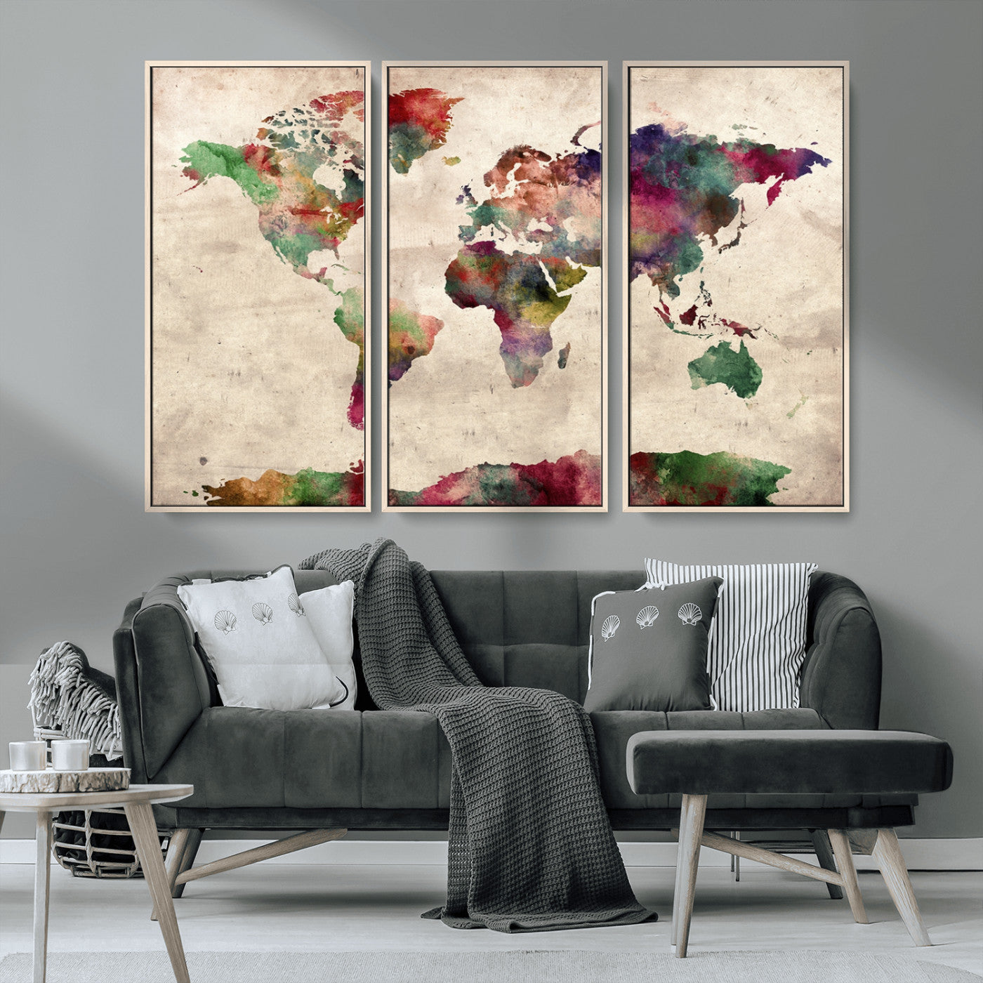 MGV-FC-48X32-3P - World Map Wall Art Canvas Print for Home and Office Decor