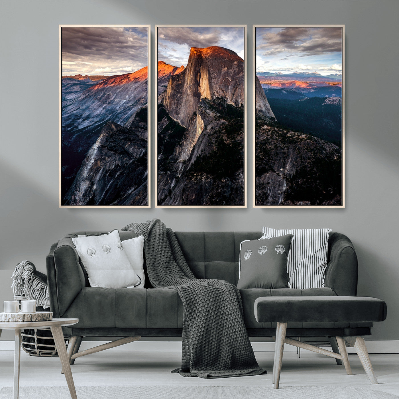 MGV-FC-48X32-3P - Half Dome Wall Art Print - Yosemite Majestic Triptych Landscape Print – National Park Nature Decor